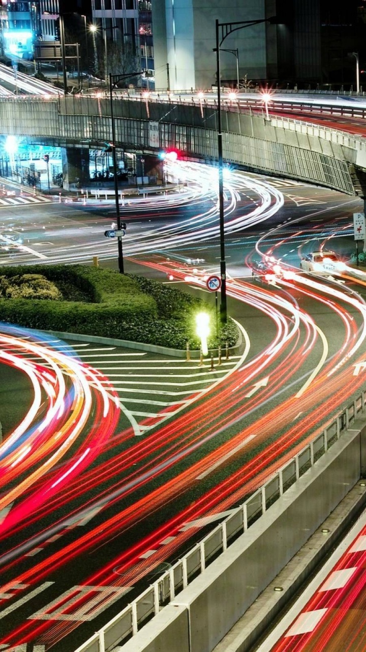 Обои дорога, городской район, транспорт, перекресток, магистраль в разрешении 720x1280
