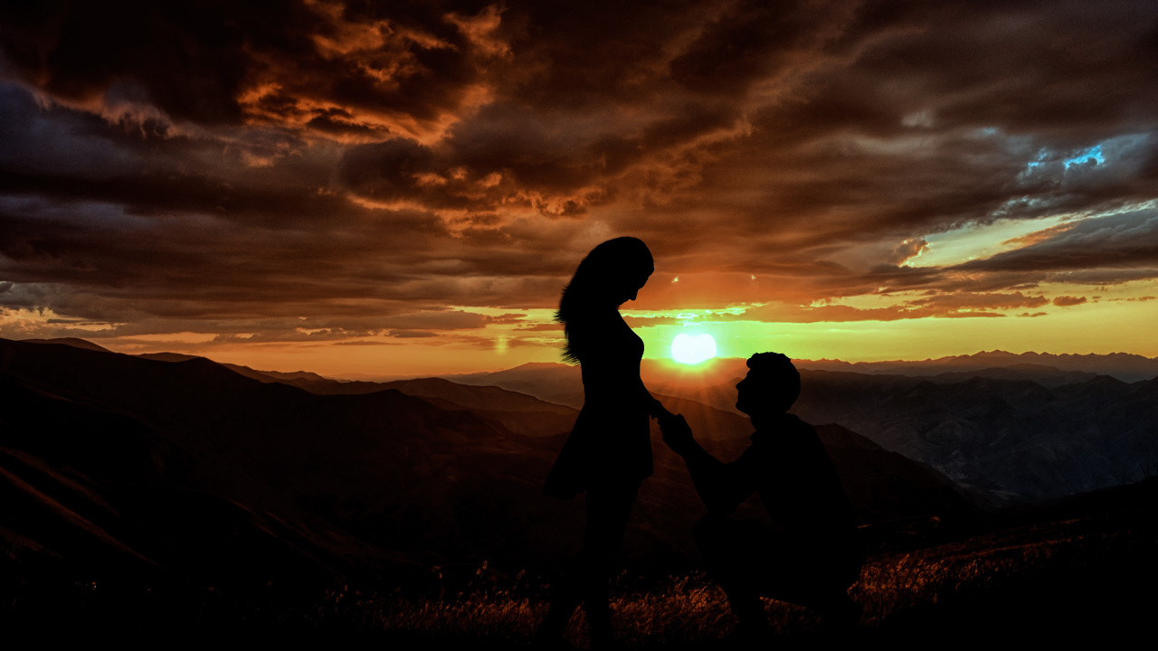 Обои закат, облако, Люди в природе, горизонт, восход солнца в разрешении 1280x720