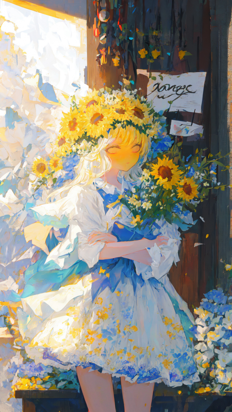 Обои букет, живопись, арт в разрешении 750x1334