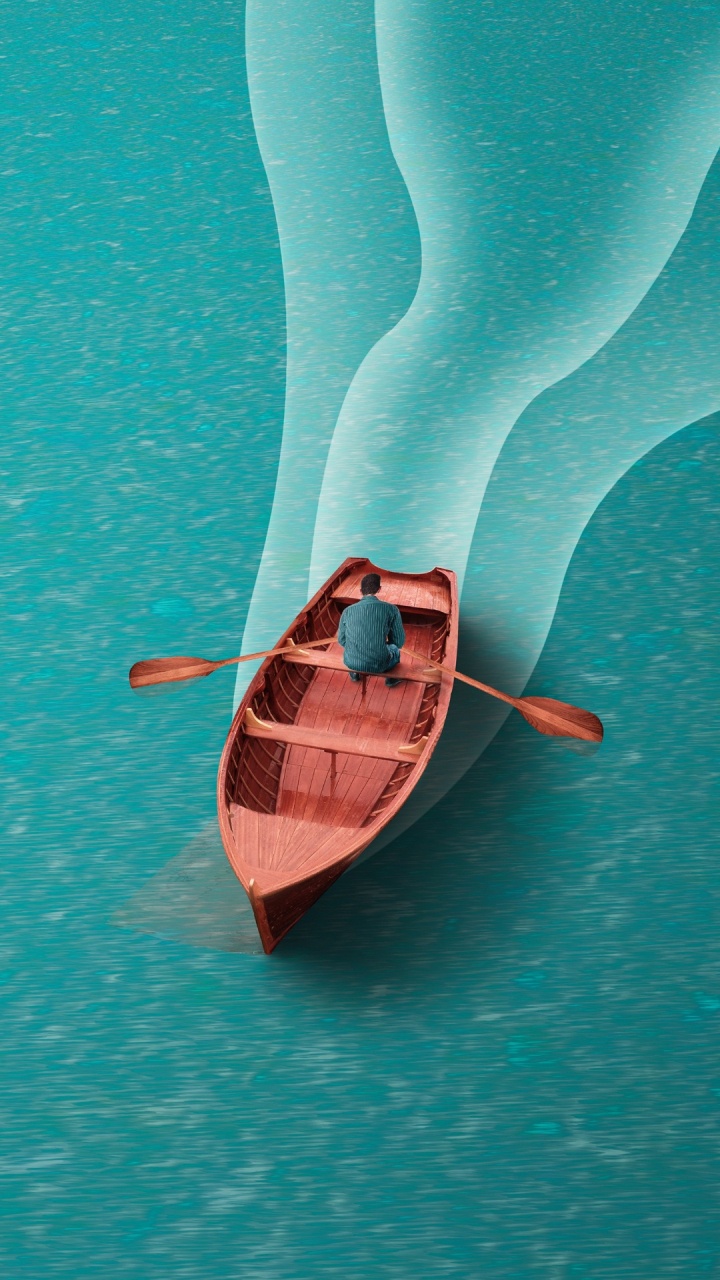 Обои вода, лодка, судно, нога, лазурный в разрешении 720x1280