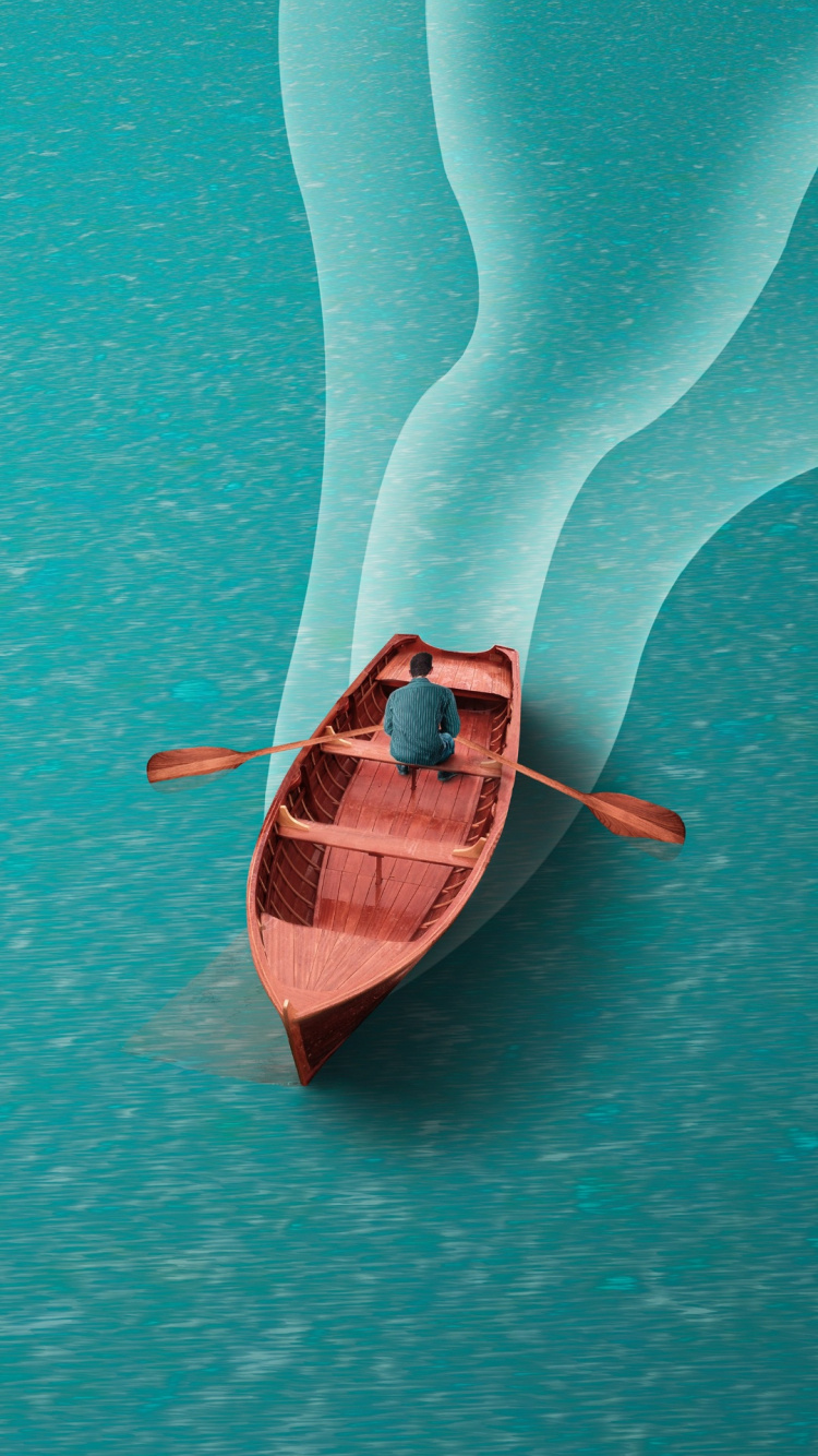 Обои вода, лодка, судно, нога, лазурный в разрешении 750x1334