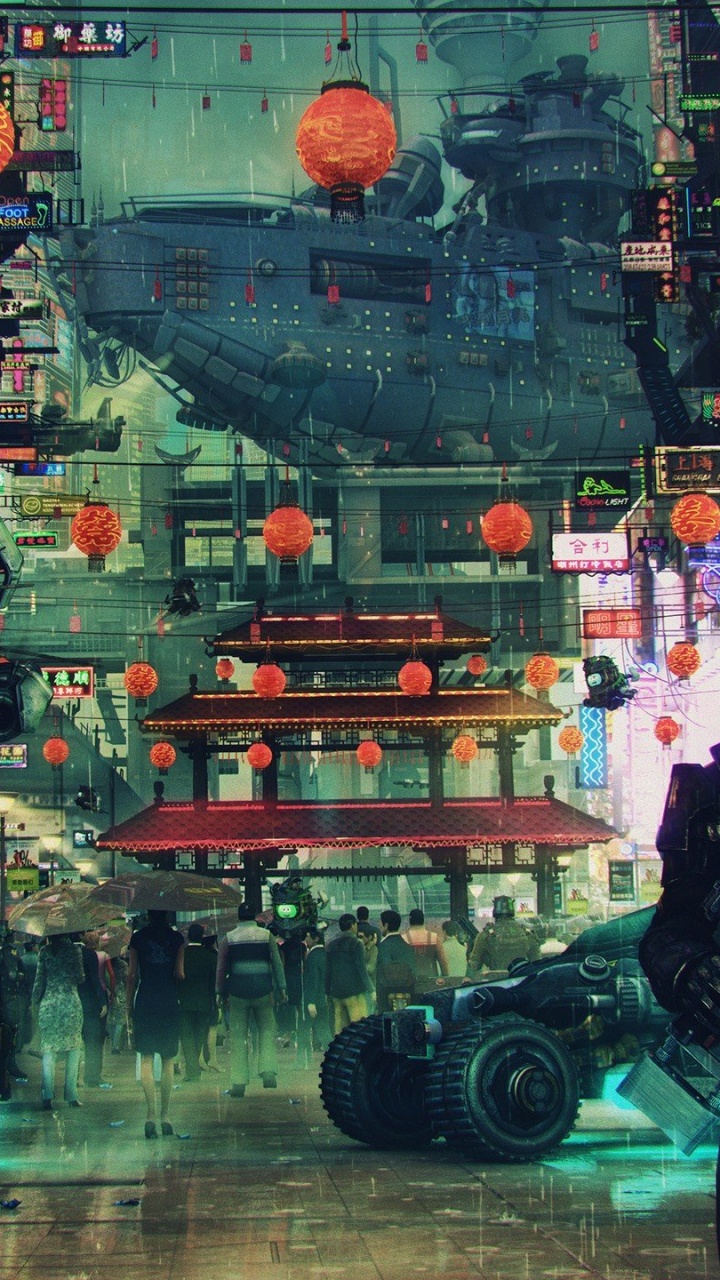 Обои Киберпанк, Научная фантастика, Киберпанк 2077, метрополия, город в разрешении 720x1280