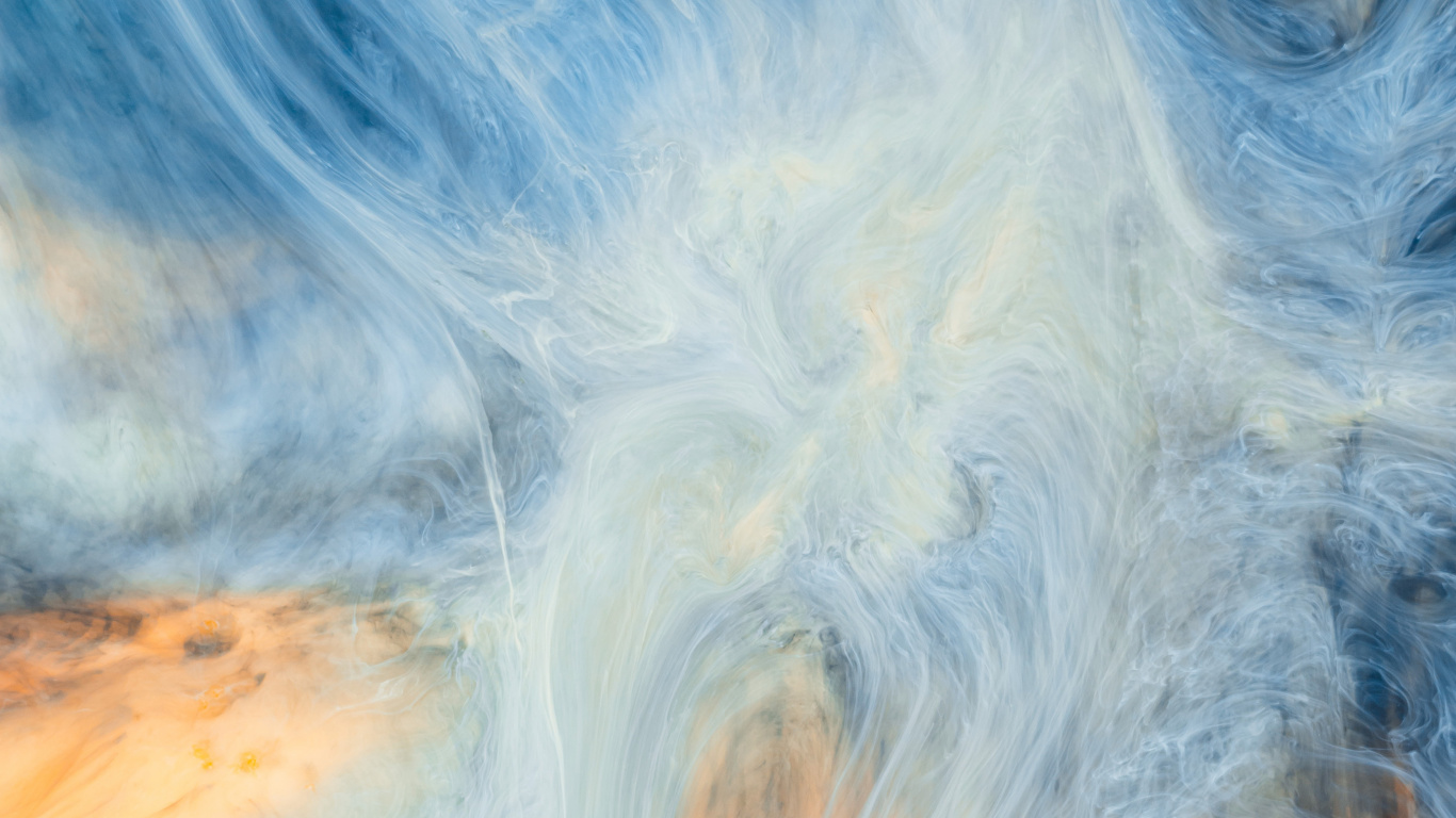 Обои акриловая краска, живопись, абстрактное искусство, арт, синий в разрешении 1366x768