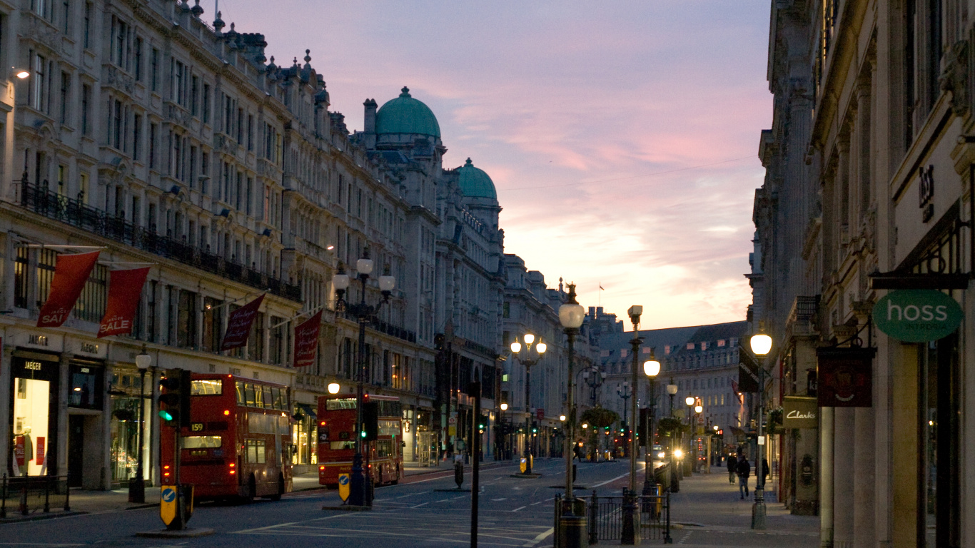 Обои Риджент-Стрит, город, городок, городской район, улица в разрешении 1366x768