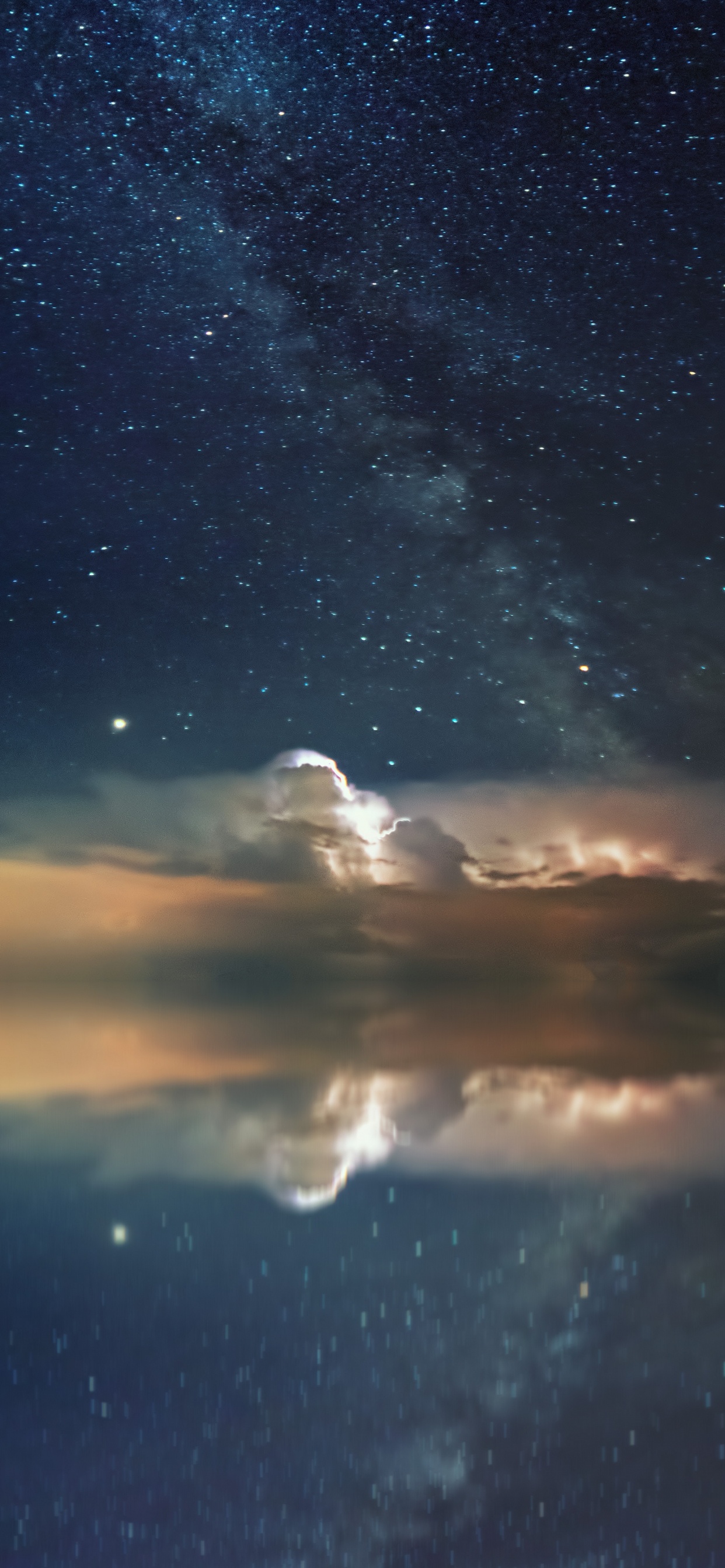 Обои Млечный Путь, спокойный, океан, ночное небо, звезда в разрешении 1242x2688