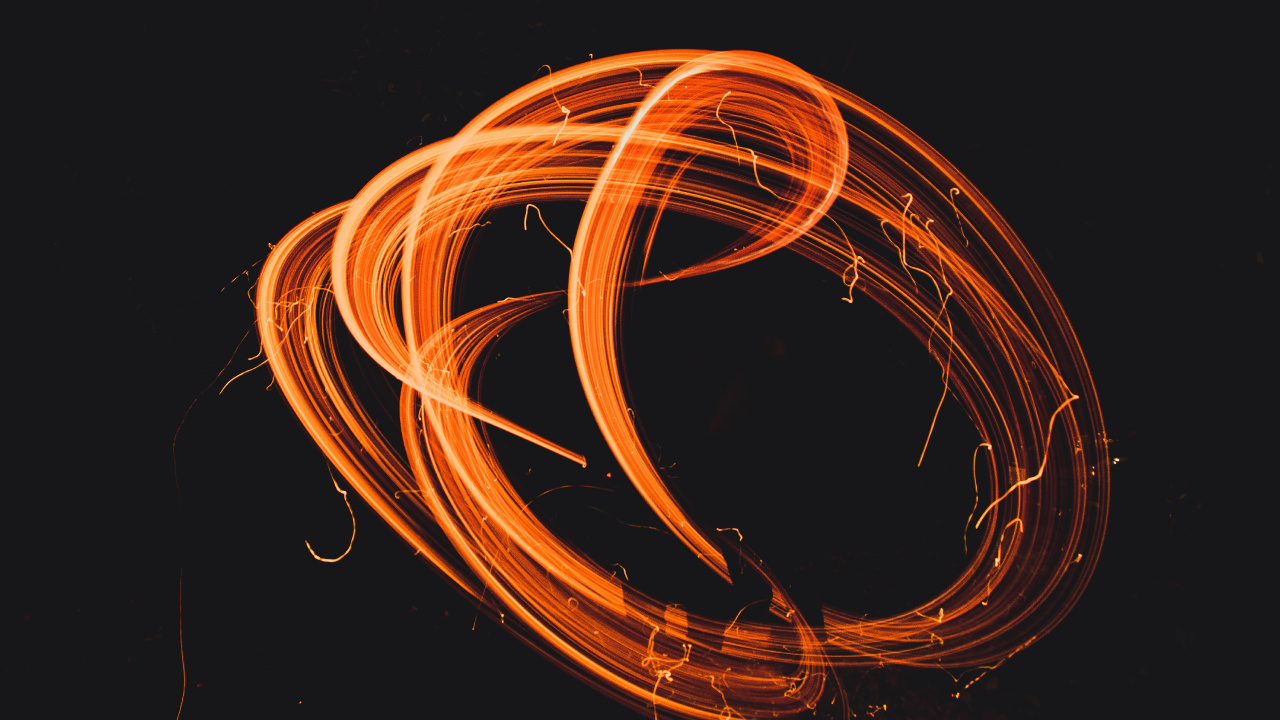 Обои Апельсин, круг, танец, бенгальский огонь, ТОИ в разрешении 1280x720