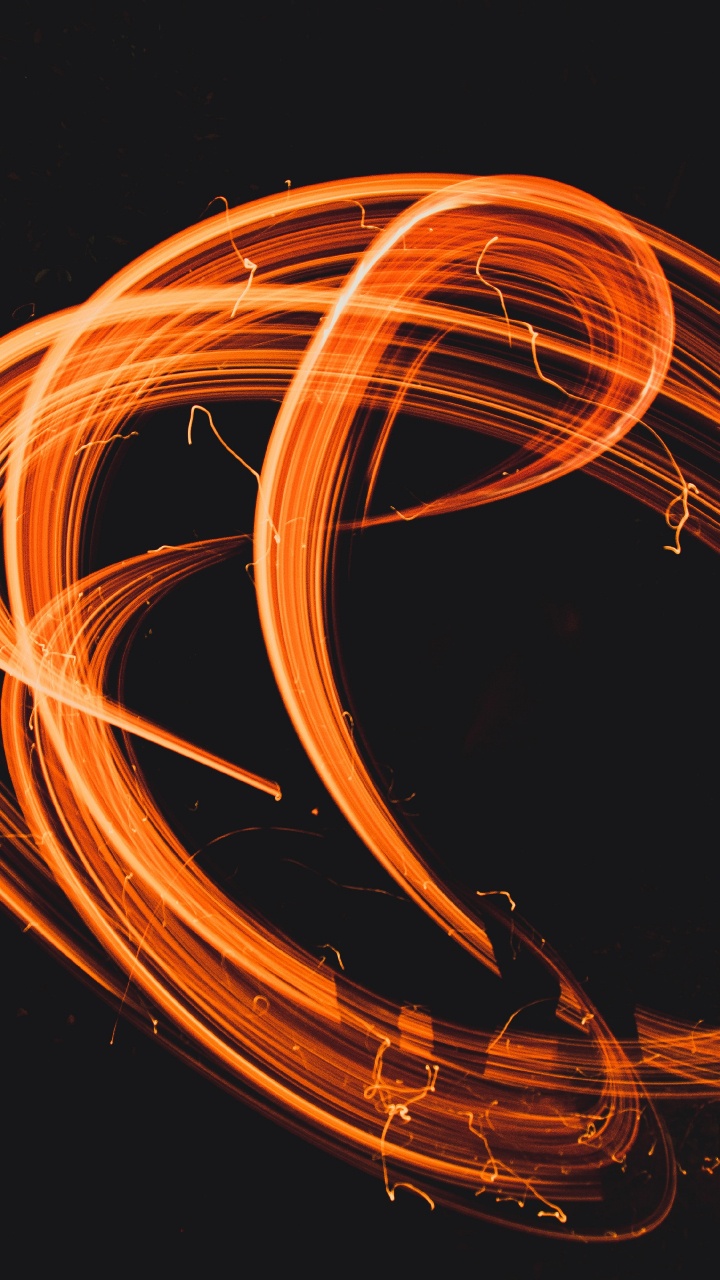 Обои Апельсин, круг, танец, бенгальский огонь, ТОИ в разрешении 720x1280