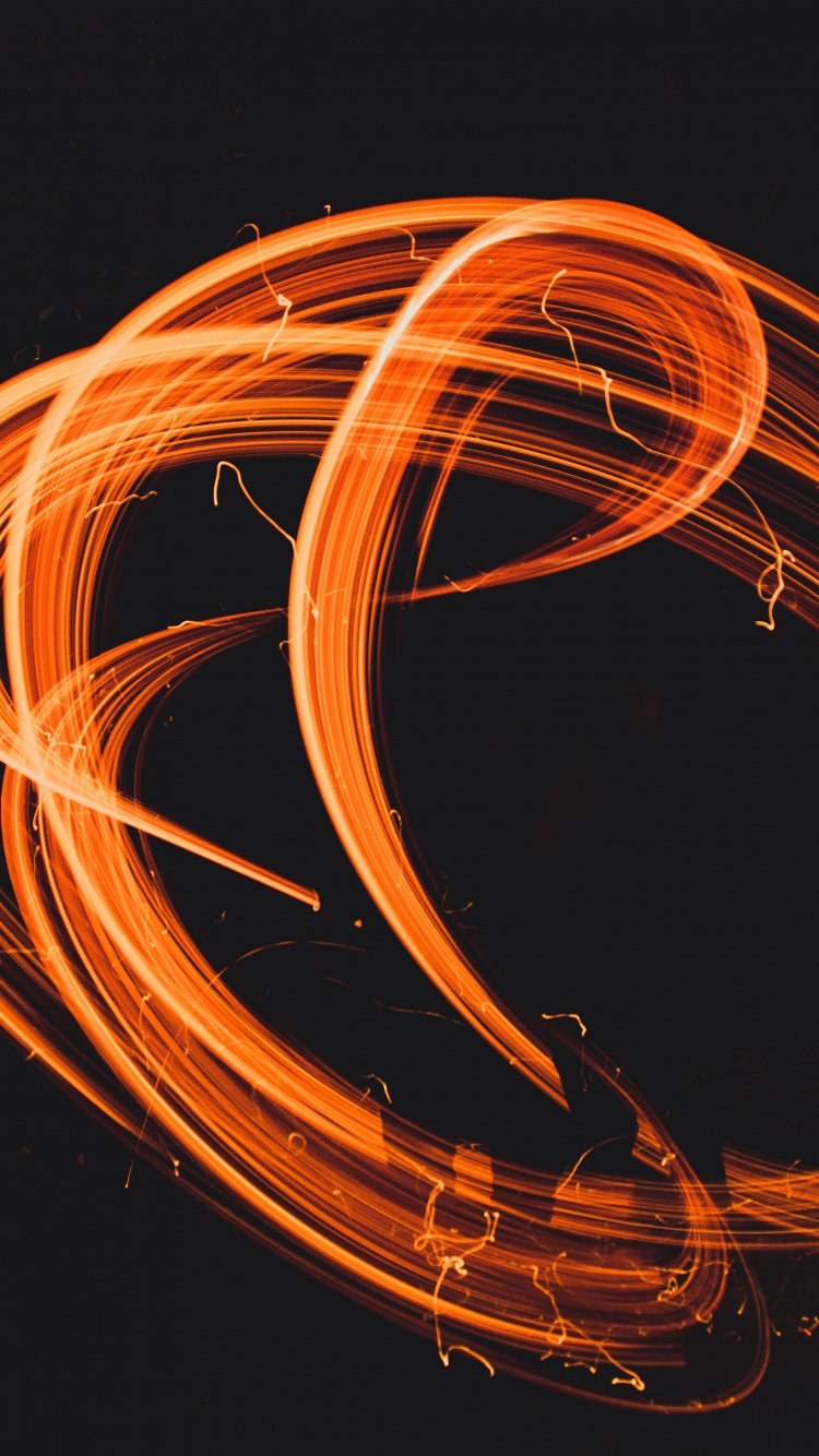 Обои Апельсин, круг, танец, бенгальский огонь, ТОИ в разрешении 750x1334