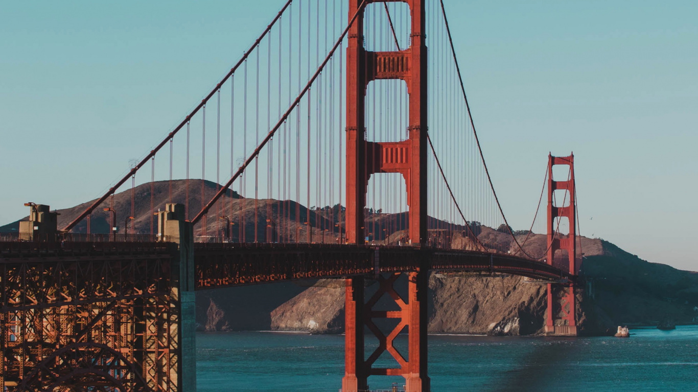 Обои мост Golden Gate, СанФранциско, подвесной мост, Бруклинский мост в разрешении 1366x768