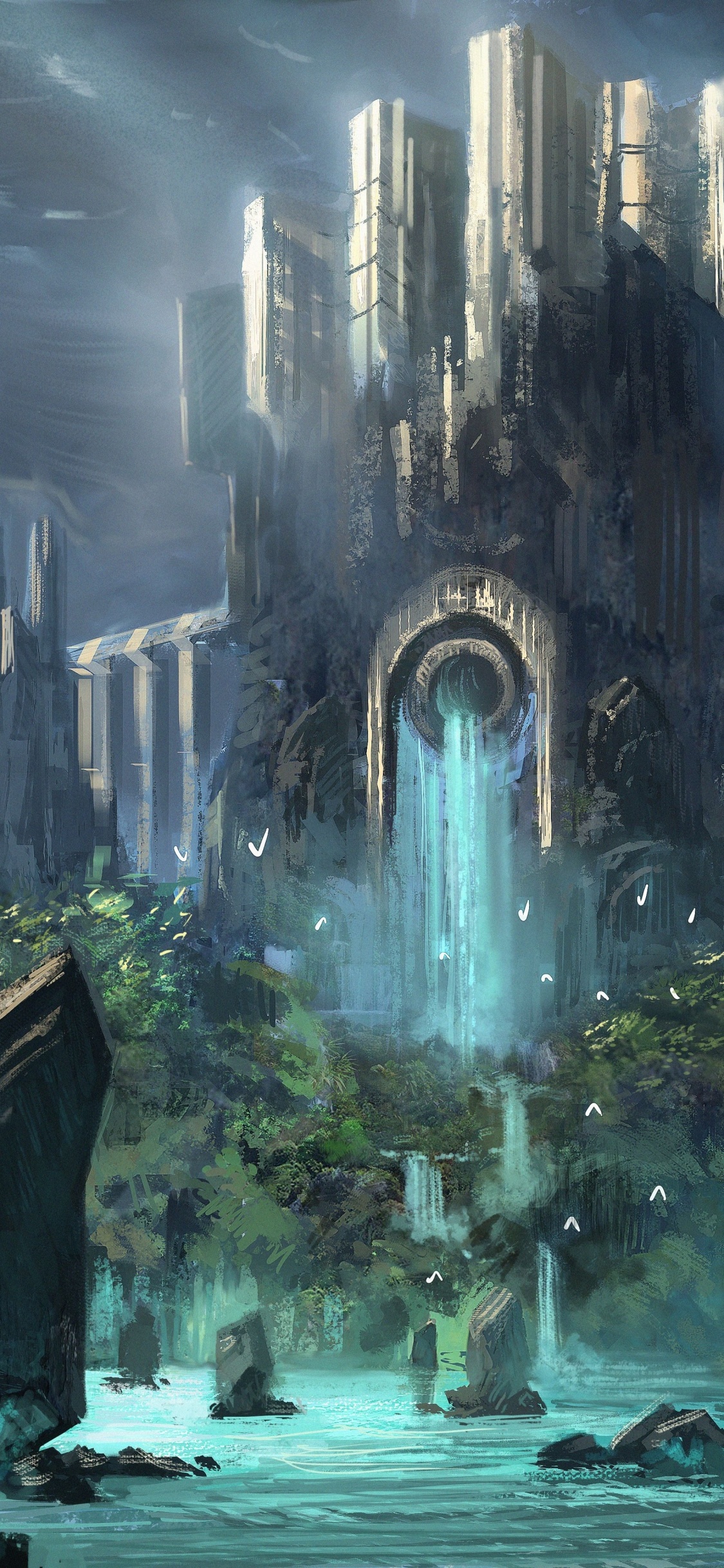 Обои фэнтези, темные фантазии, природа, пейзаж, формирование в разрешении 1125x2436