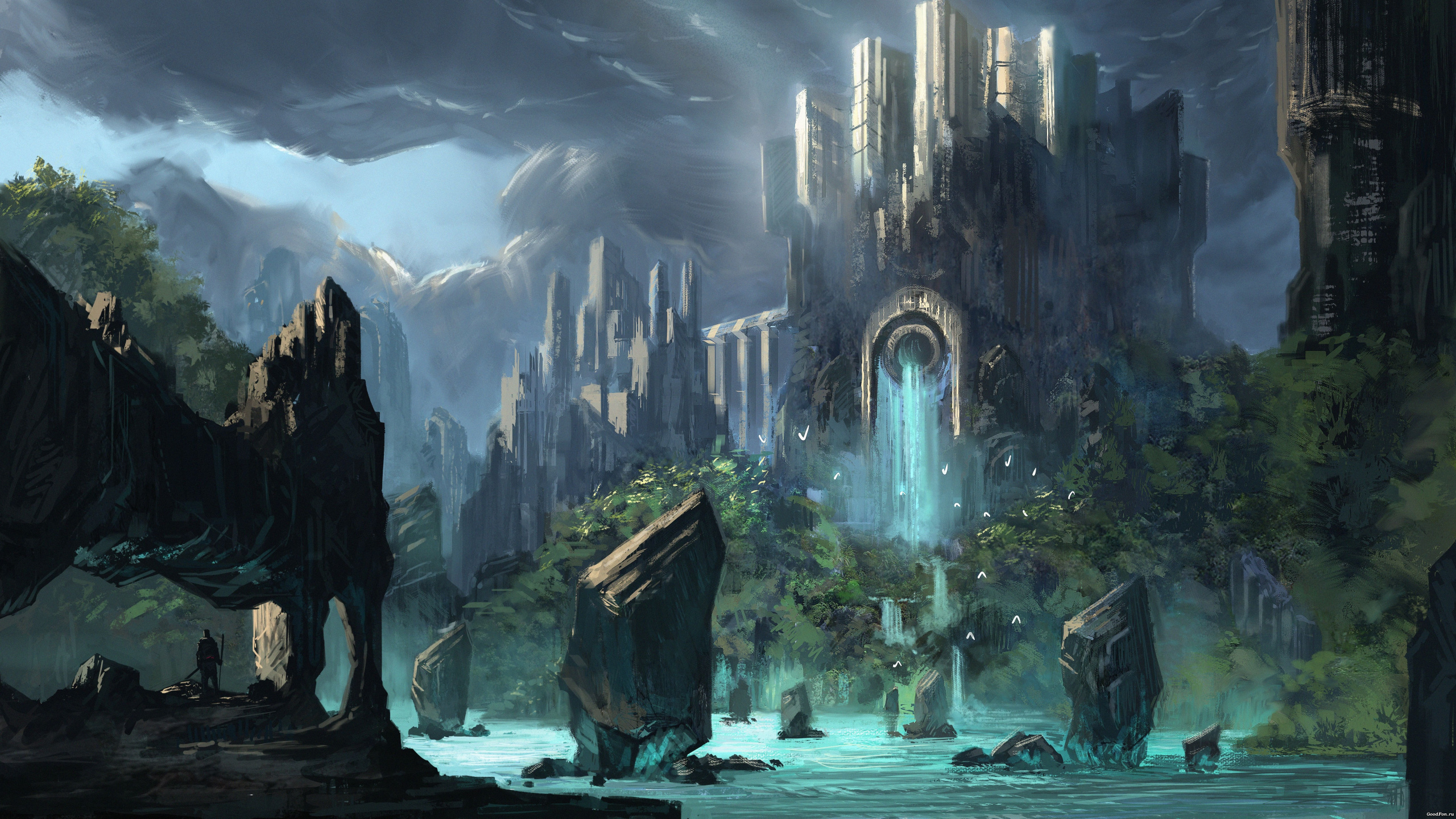 Обои фэнтези, темные фантазии, природа, пейзаж, формирование в разрешении 2560x1440