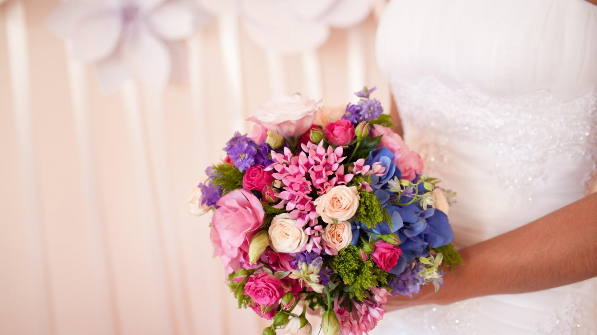 Обои свадьба, цветочный букет, флористика, цветочный дизайн, свадебный прием в разрешении 1920x1080