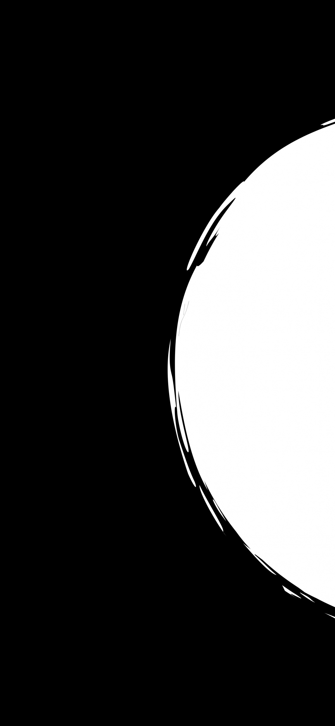 Обои черный, монохромный, круг, полумесяц, иллюстрация в разрешении 1125x2436