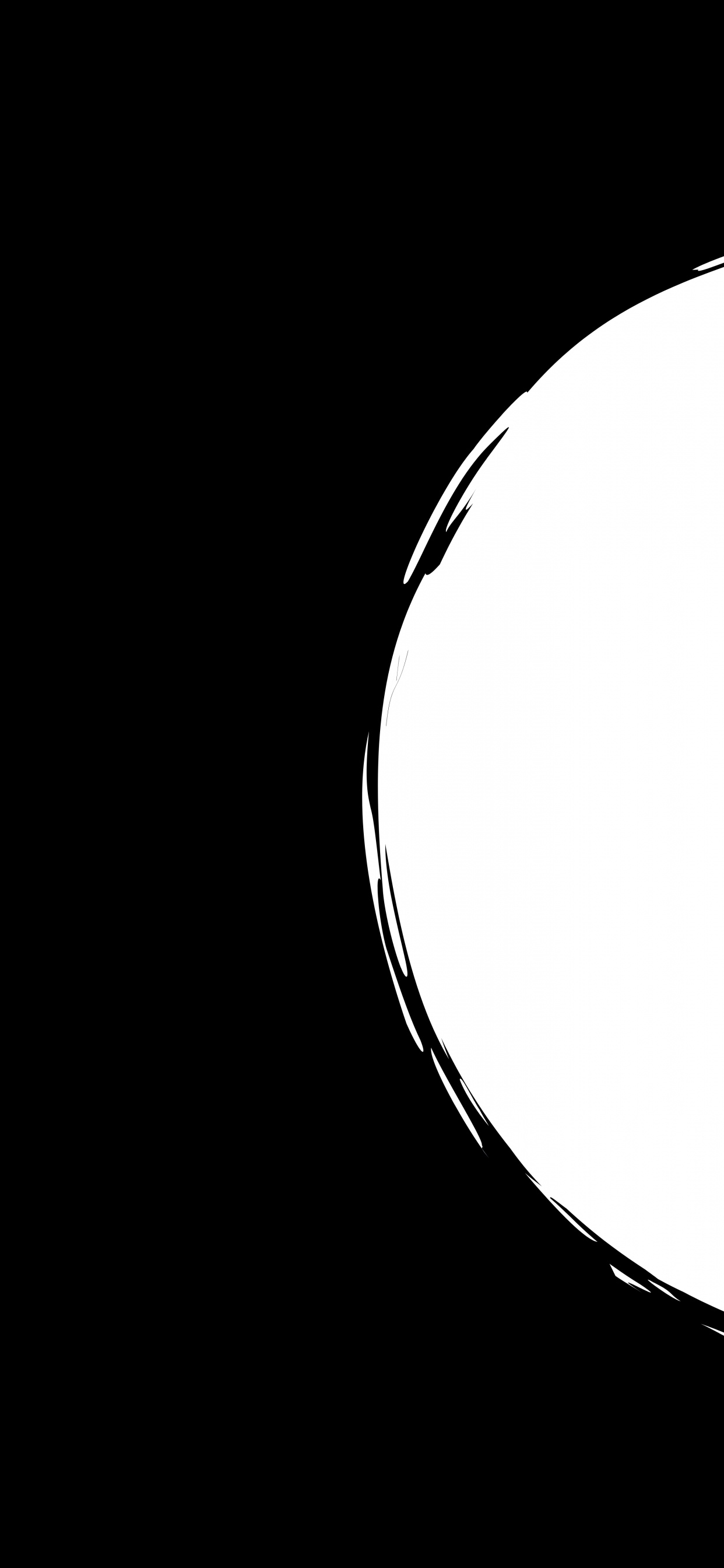 Обои черный, монохромный, круг, полумесяц, иллюстрация в разрешении 1242x2688