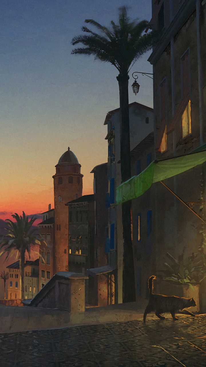 Обои его темные материалы читтагацце лира встречает Уилла, Его Темные Материалы, фэнтези, арт, городок в разрешении 720x1280