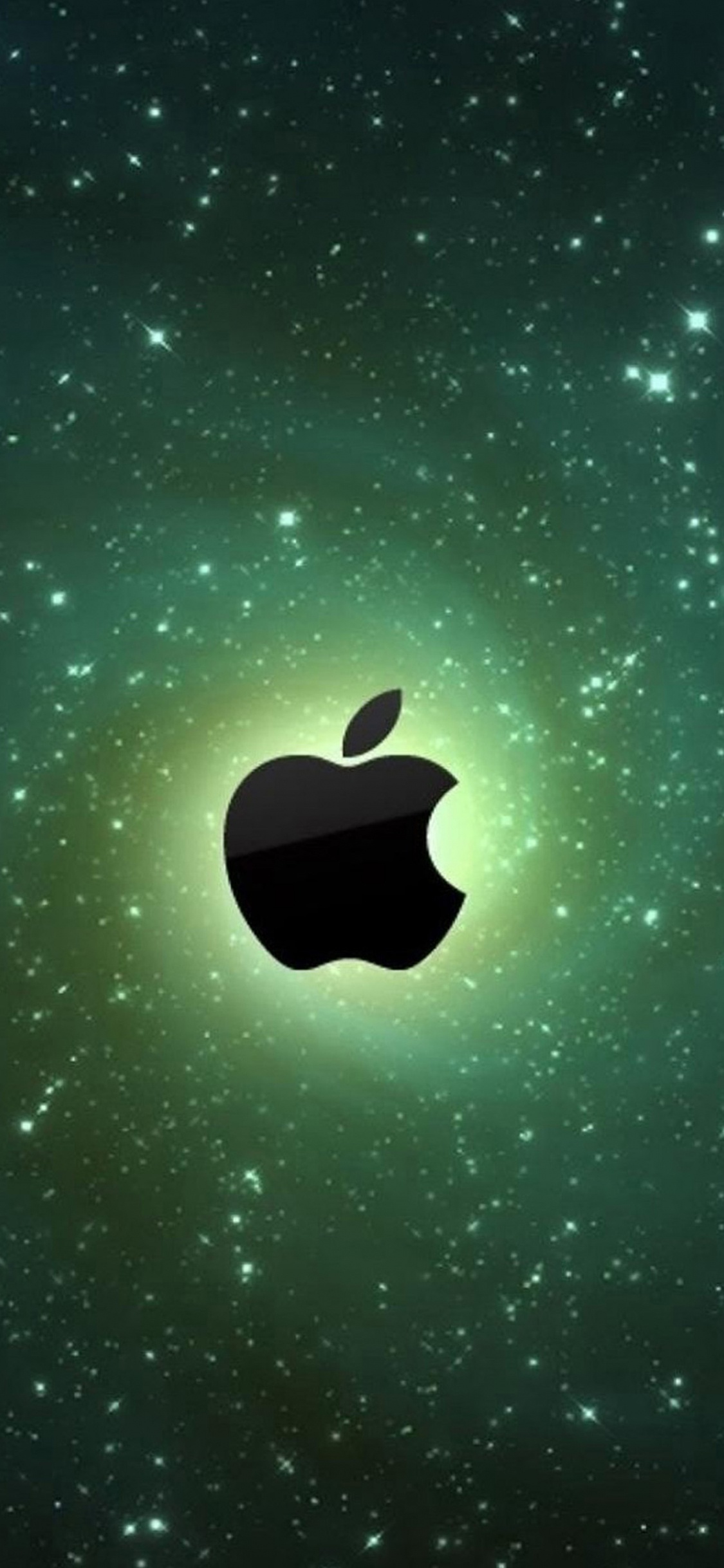 Обои apple, графика, зеленый, атмосфера, иллюстрация в разрешении 1125x2436