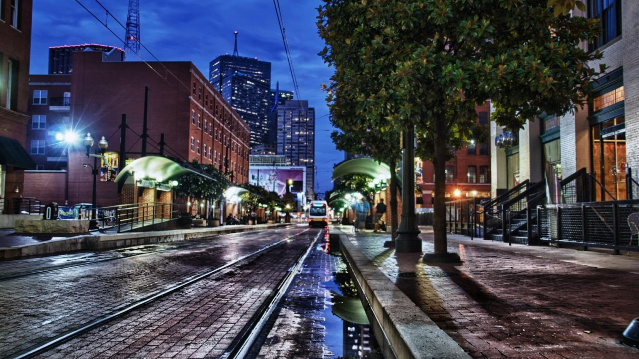 Обои Остин, транспорт, городской район, ночь, город в разрешении 1280x720