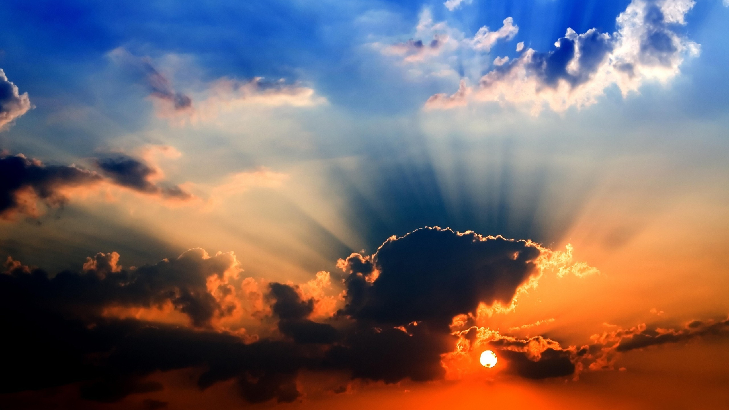 Обои облако, солнечный свет, закат, дневное время, послесвечение в разрешении 2560x1440
