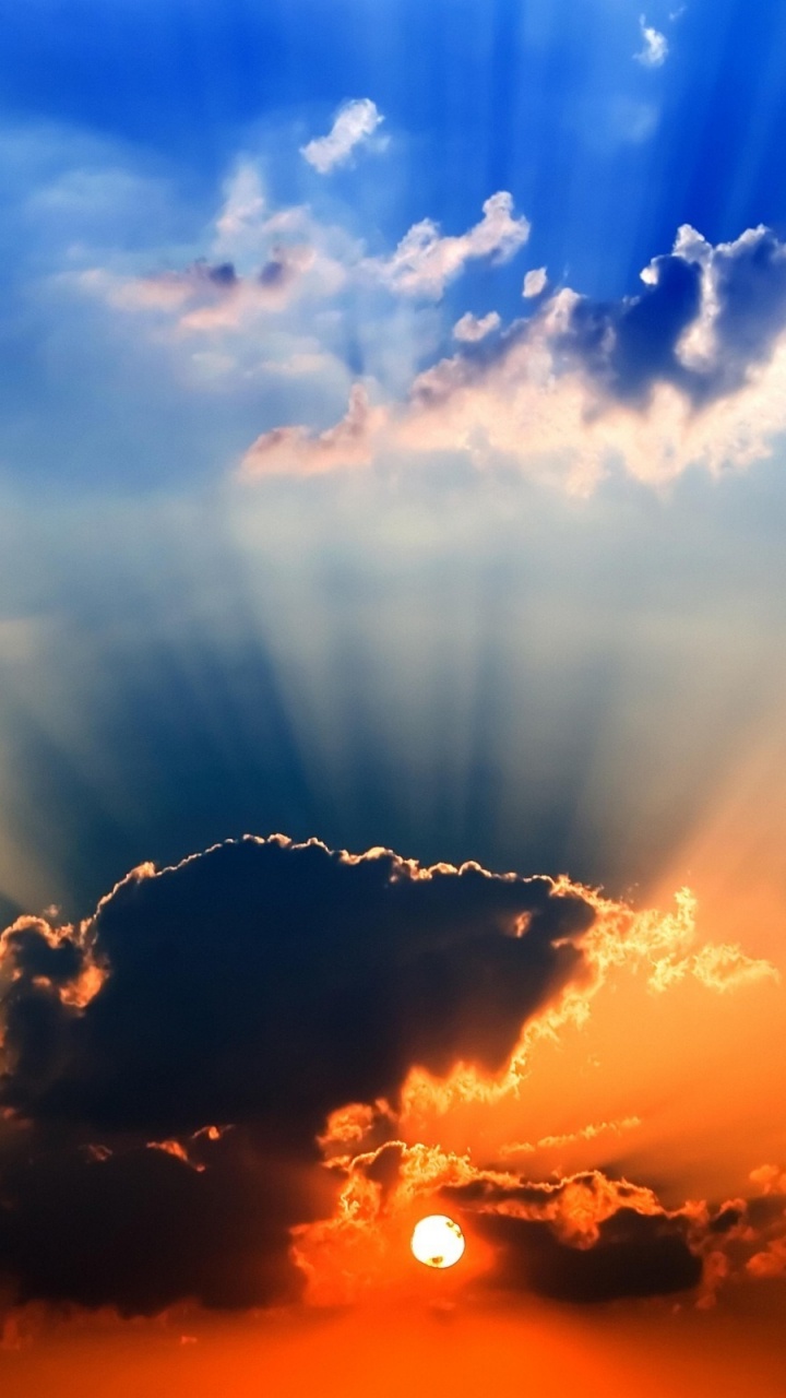 Обои облако, солнечный свет, закат, дневное время, послесвечение в разрешении 720x1280