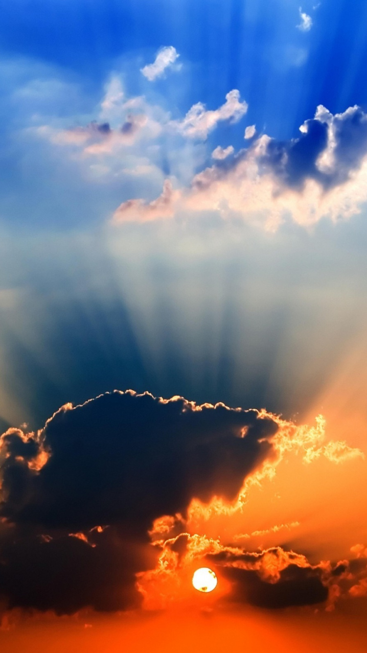 Обои облако, солнечный свет, закат, дневное время, послесвечение в разрешении 750x1334