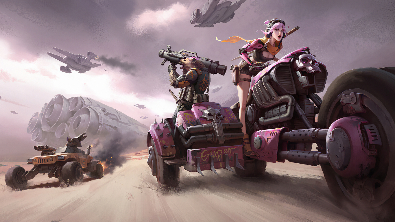 Обои Смертельная Гонка, базука, велосипед, мотоцикл, Король в разрешении 1366x768