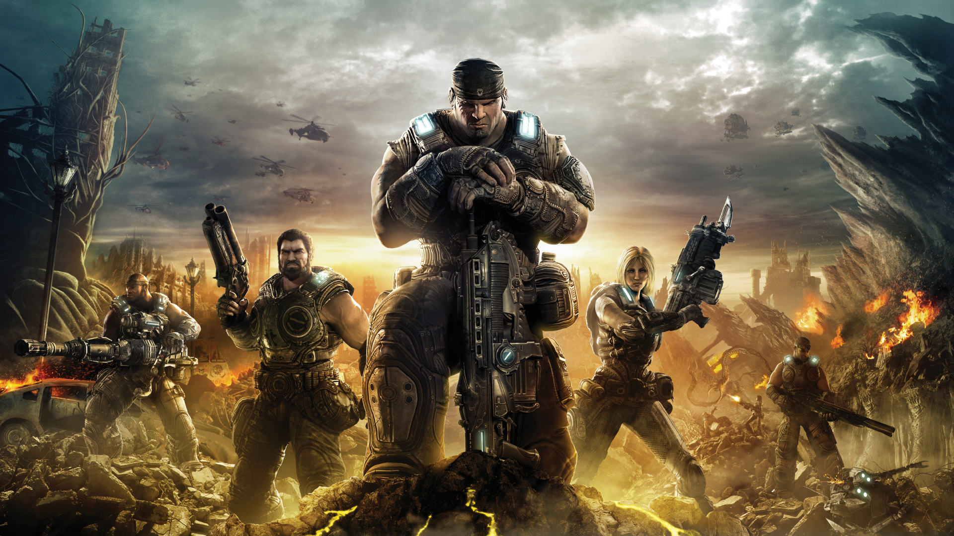 Обои gears of war 3, эпическая игра, xbox 360, xbox one, солдат Full HD,  HDTV, 1080p 16:9 бесплатно, заставка 1920x1080 - скачать картинки и фото