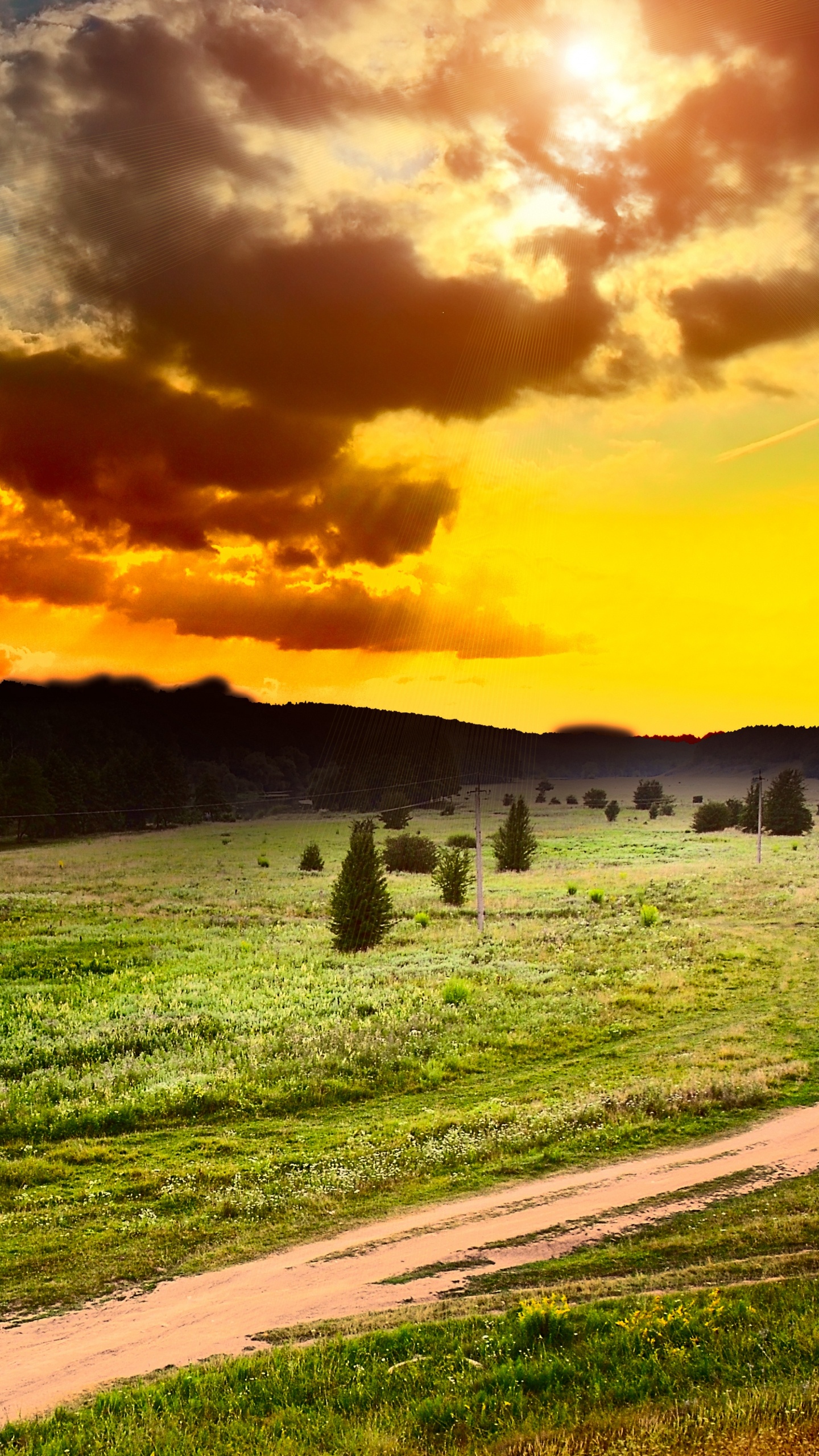 Обои природа, облако, солнечный свет, утро, сенокосное угодье в разрешении 1440x2560