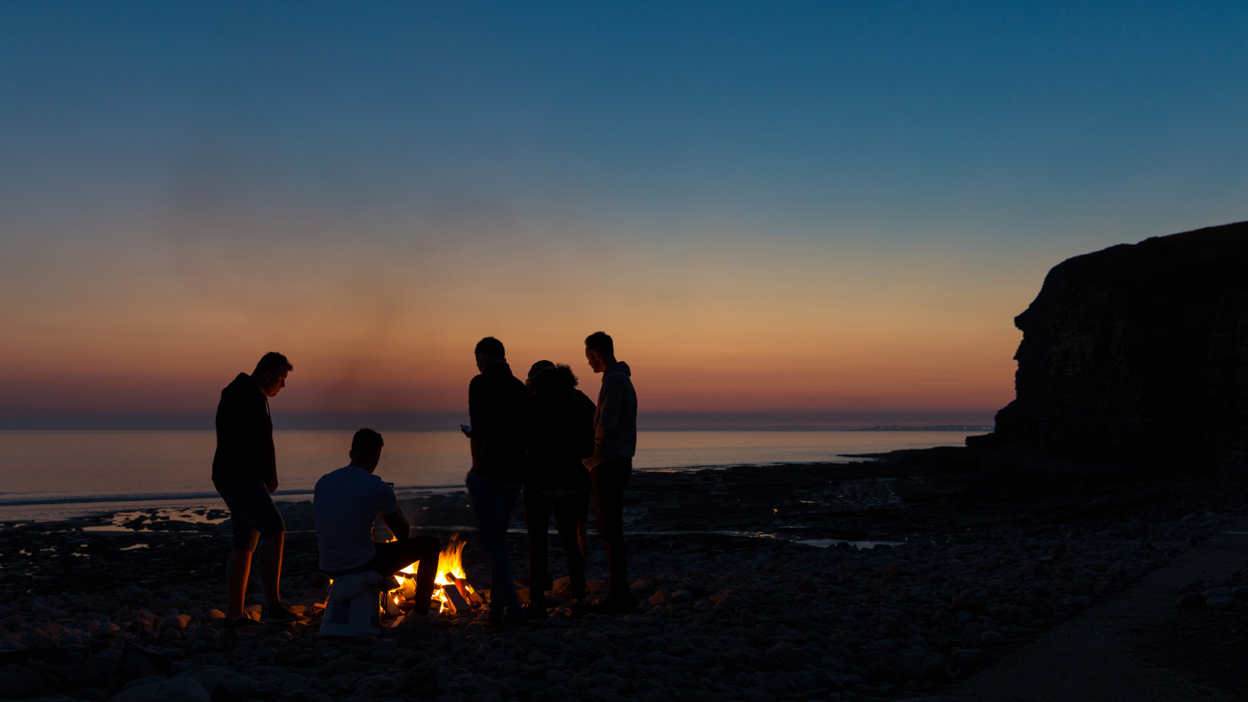 Обои пляж, горизонт, закат, океан, море в разрешении 2560x1440