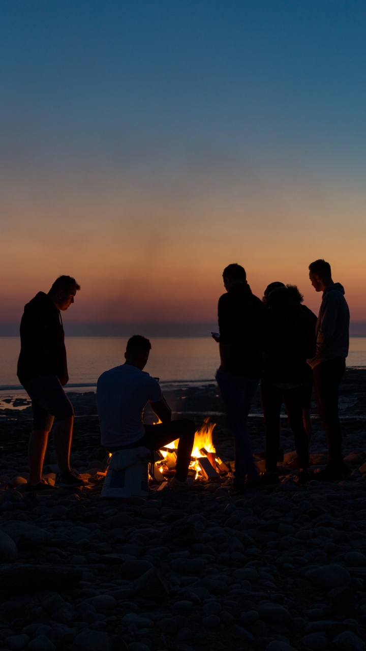 Обои пляж, горизонт, закат, океан, море в разрешении 720x1280