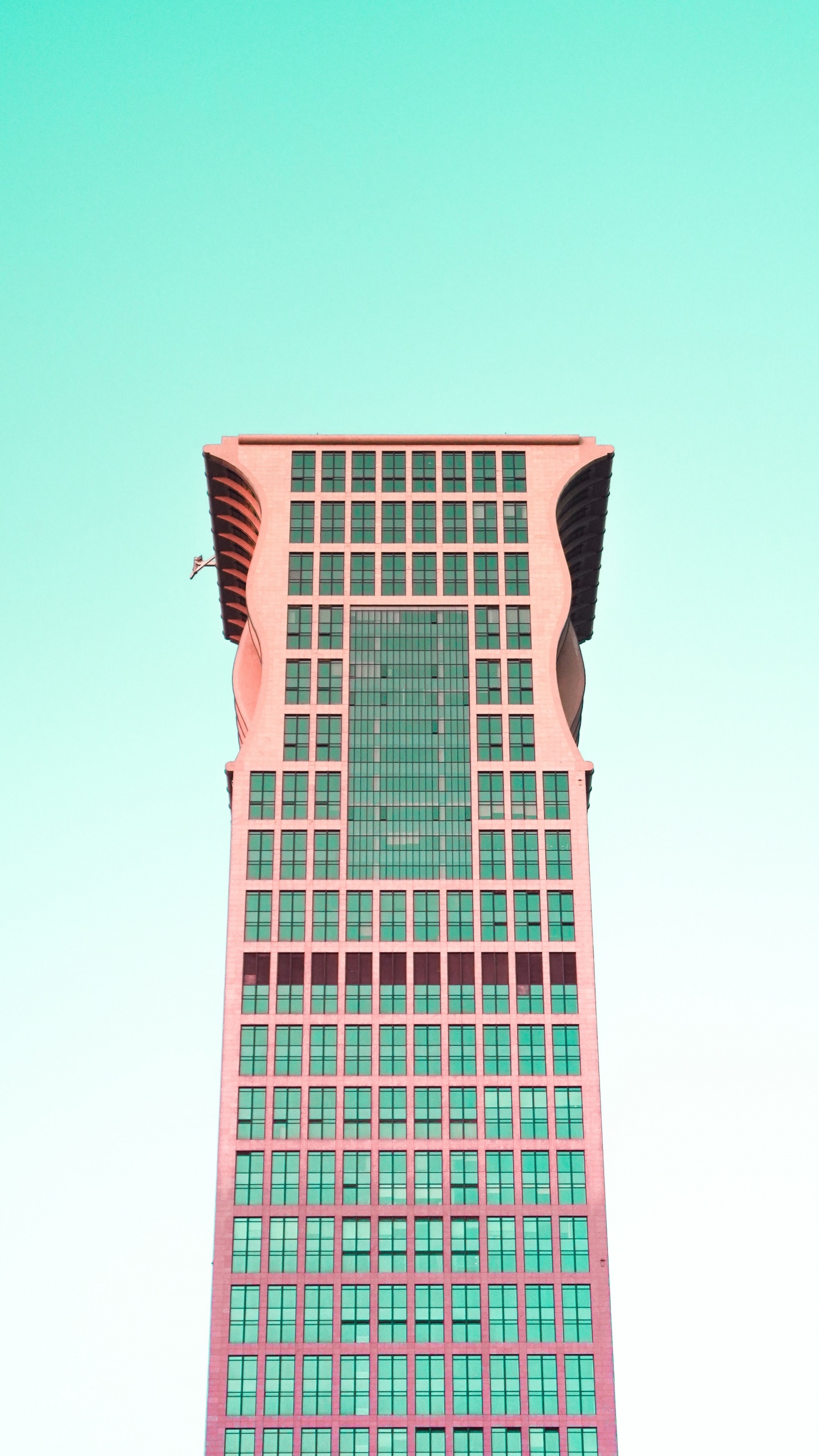 Обои здание, архитектура, небоскреб, вышка, бирюза в разрешении 1440x2560