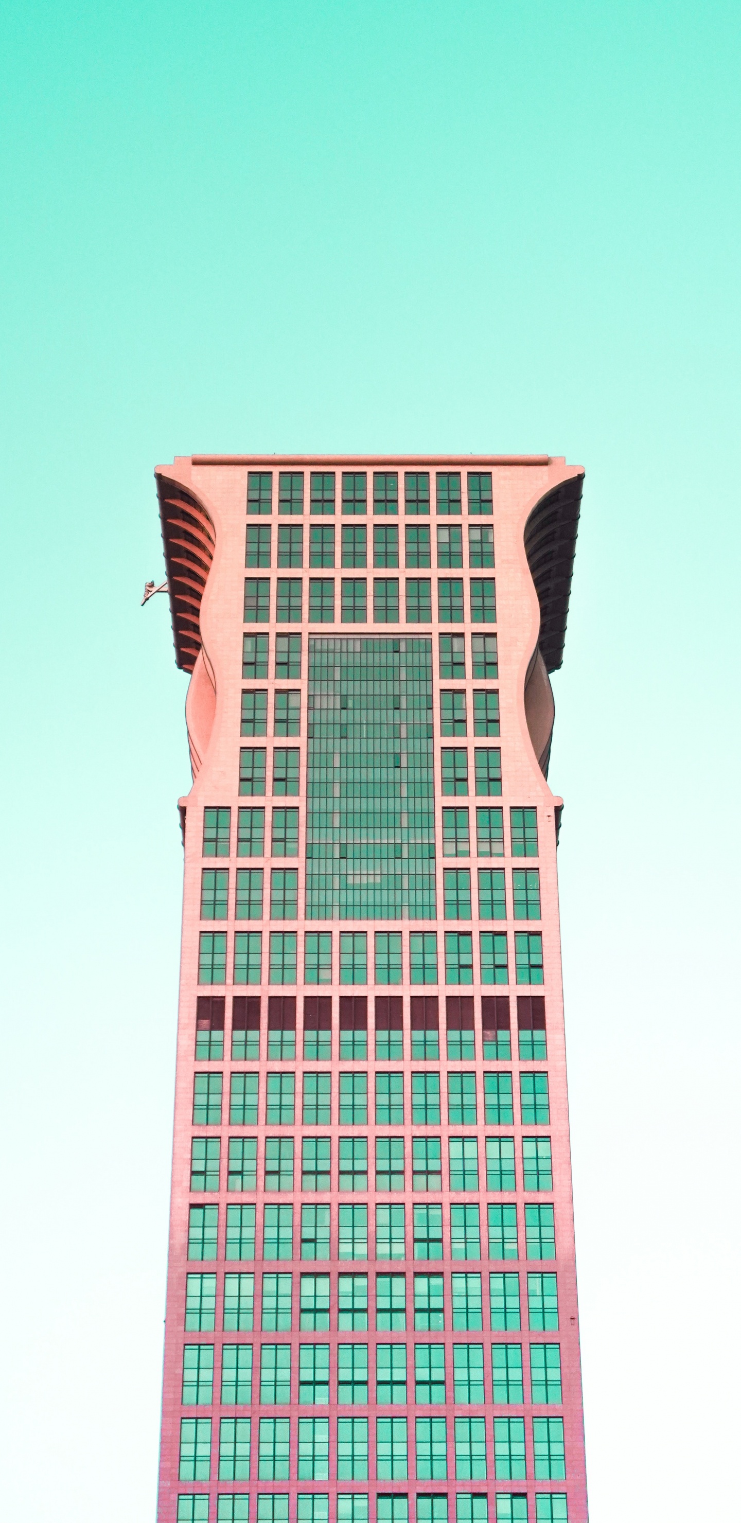 Обои здание, архитектура, небоскреб, вышка, бирюза в разрешении 1440x2960