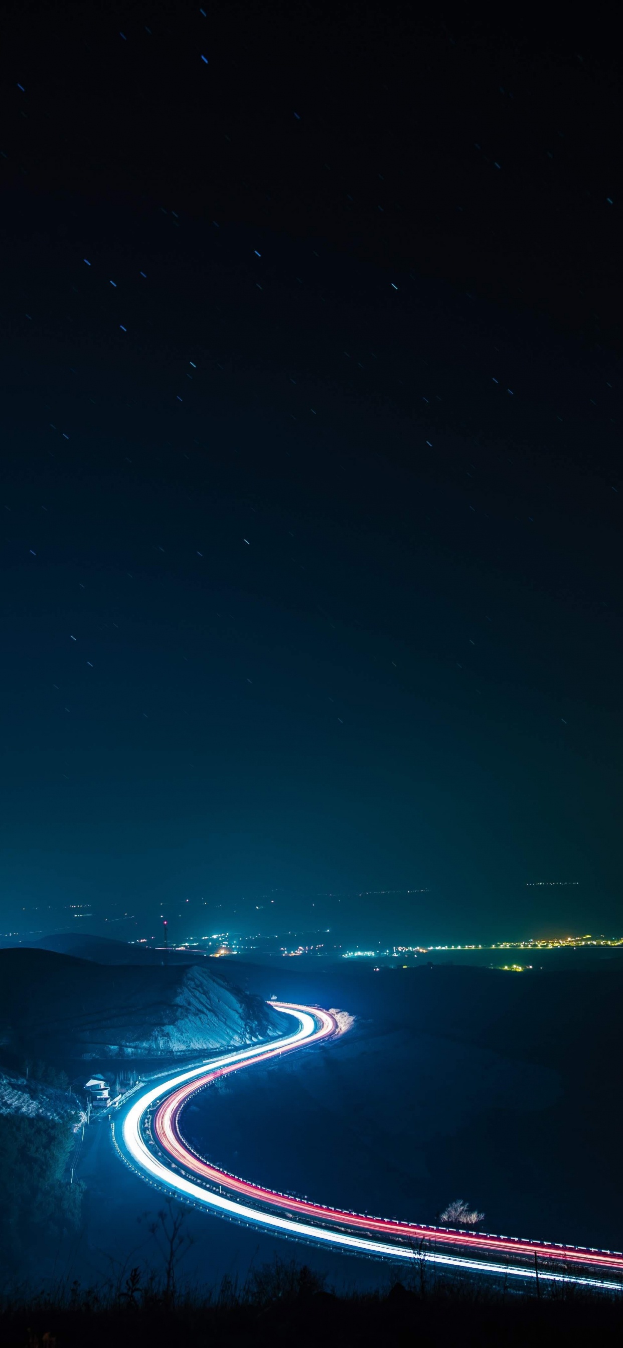 Обои атмосфера, синий, автомобильное освещение, природный ландшафт, астрономический объект в разрешении 1242x2688