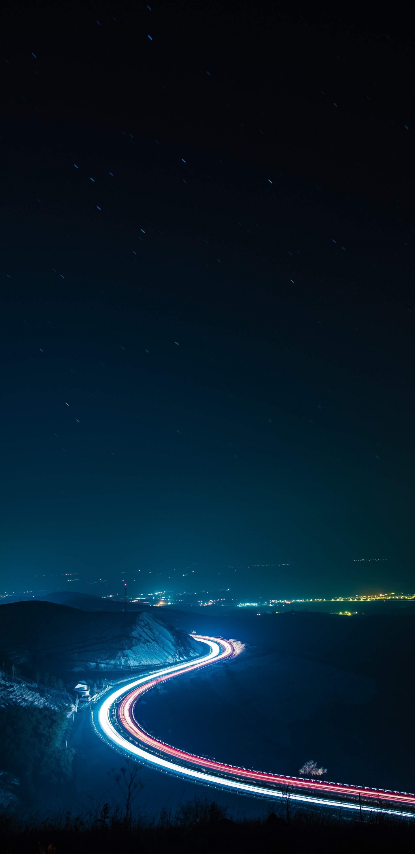 Обои атмосфера, синий, автомобильное освещение, природный ландшафт, астрономический объект в разрешении 1440x2960