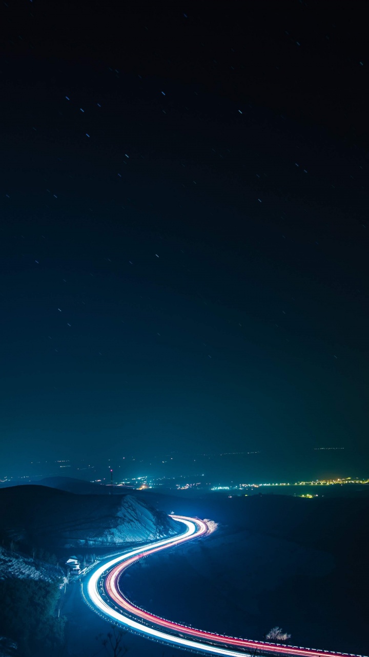 Обои атмосфера, синий, автомобильное освещение, природный ландшафт, астрономический объект в разрешении 720x1280