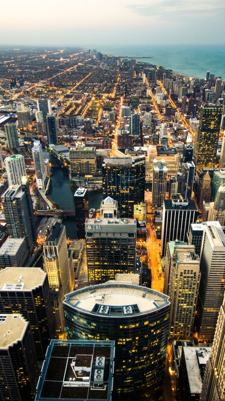 Обои Чикаго, городской пейзаж, метрополия, городской район, город в разрешении 720x1280