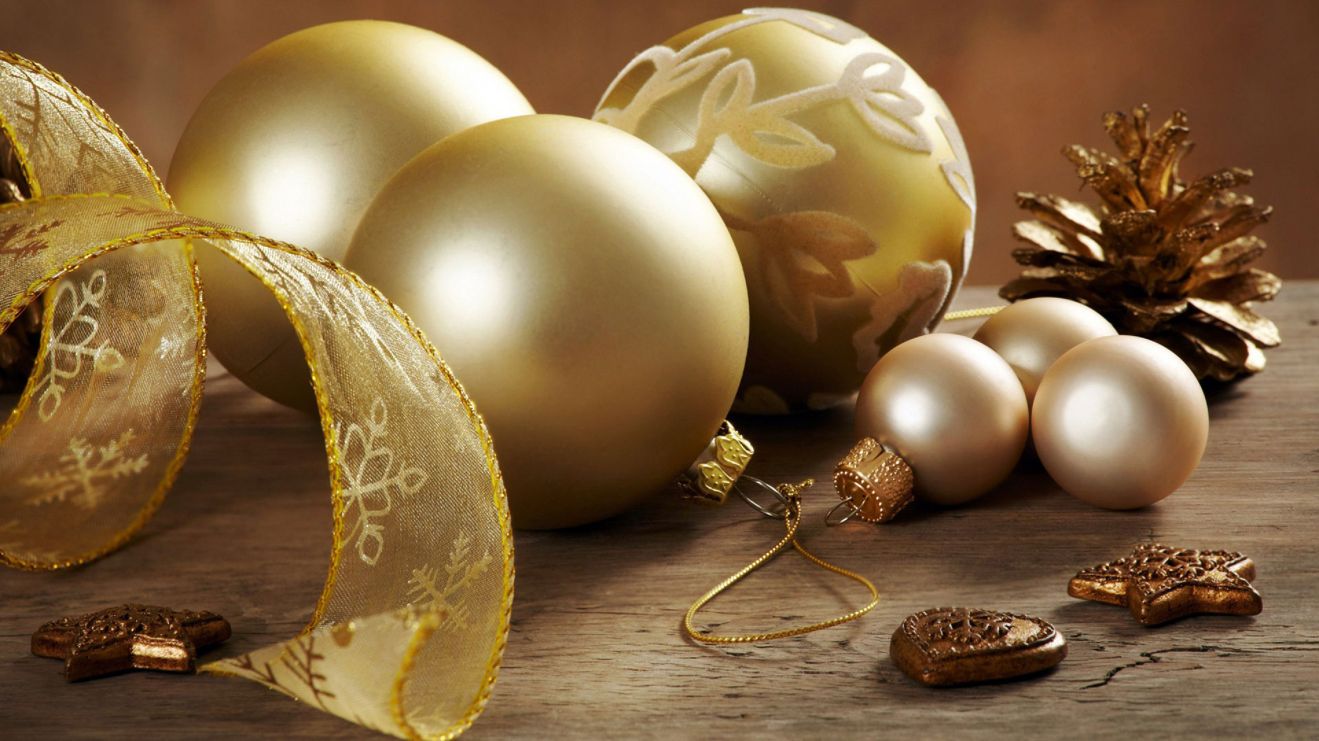 Обои Рождественский день, праздник, рождественский орнамент, натюрморт, Рождественские украшения в разрешении 1920x1080