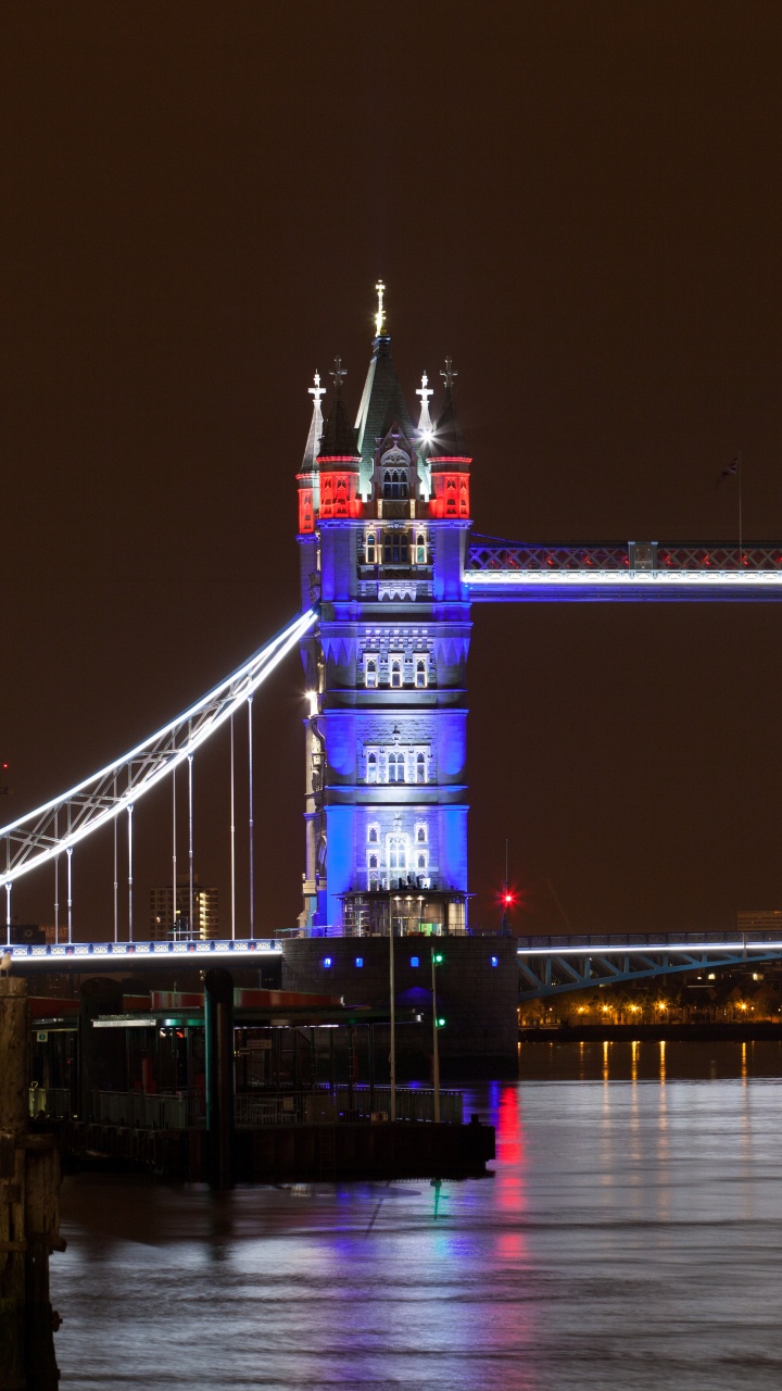Обои тауэрский мост, лондонский Тауэр, вышка, ночь, мост в разрешении 720x1280