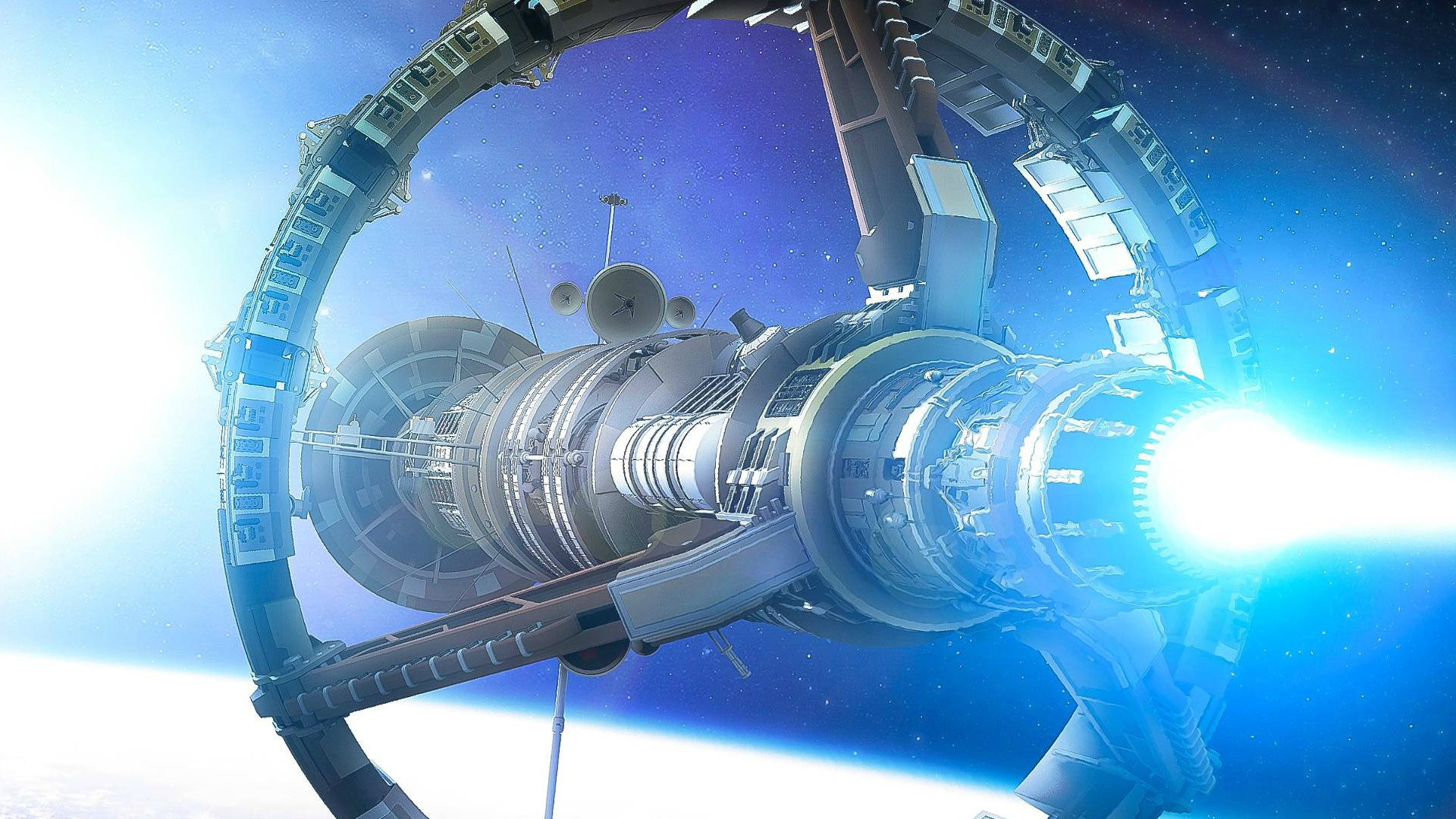 Обои атмосфера, космическая станция, земля, космос, космическое пространство в разрешении 1920x1080