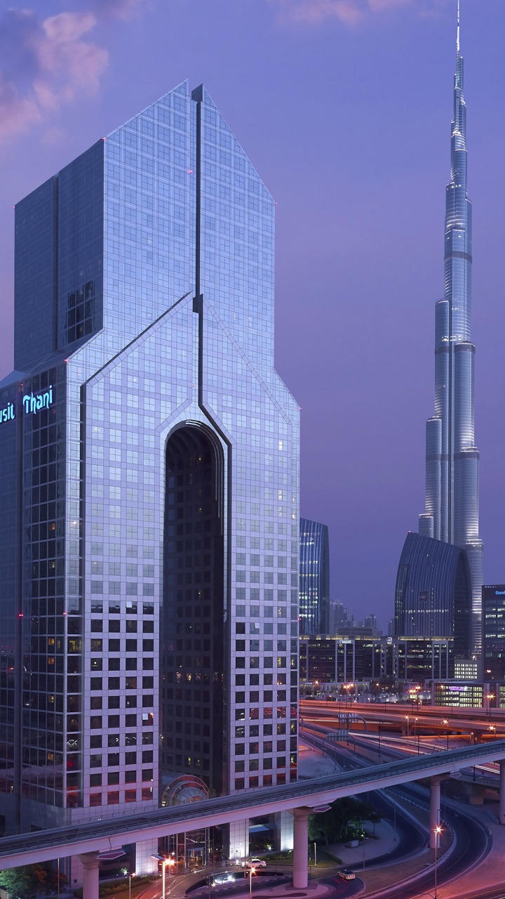 Обои Дусит Тани Дубай, городской пейзаж, город, городской район, небоскреб в разрешении 720x1280