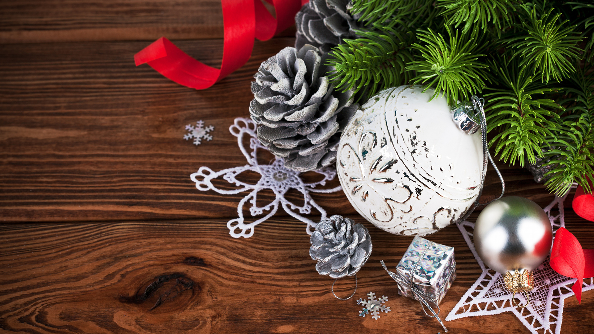 Обои Рождественский день, Новый год, рождественский орнамент, Рождественские украшения, орнамент в разрешении 1920x1080