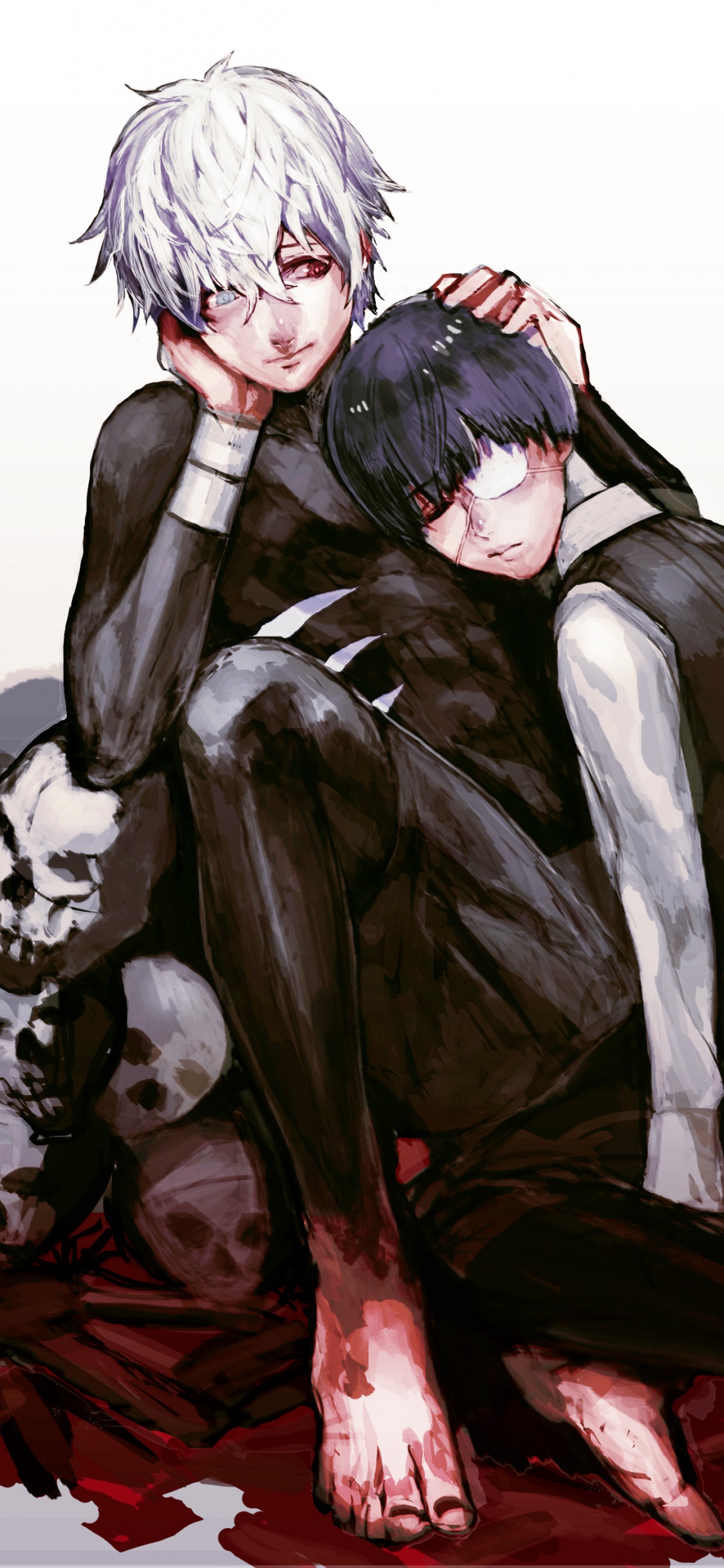 Обои Токио вурдалак, Кен kaneki, аниме, рисование, вымышленный персонаж в разрешении 1125x2436