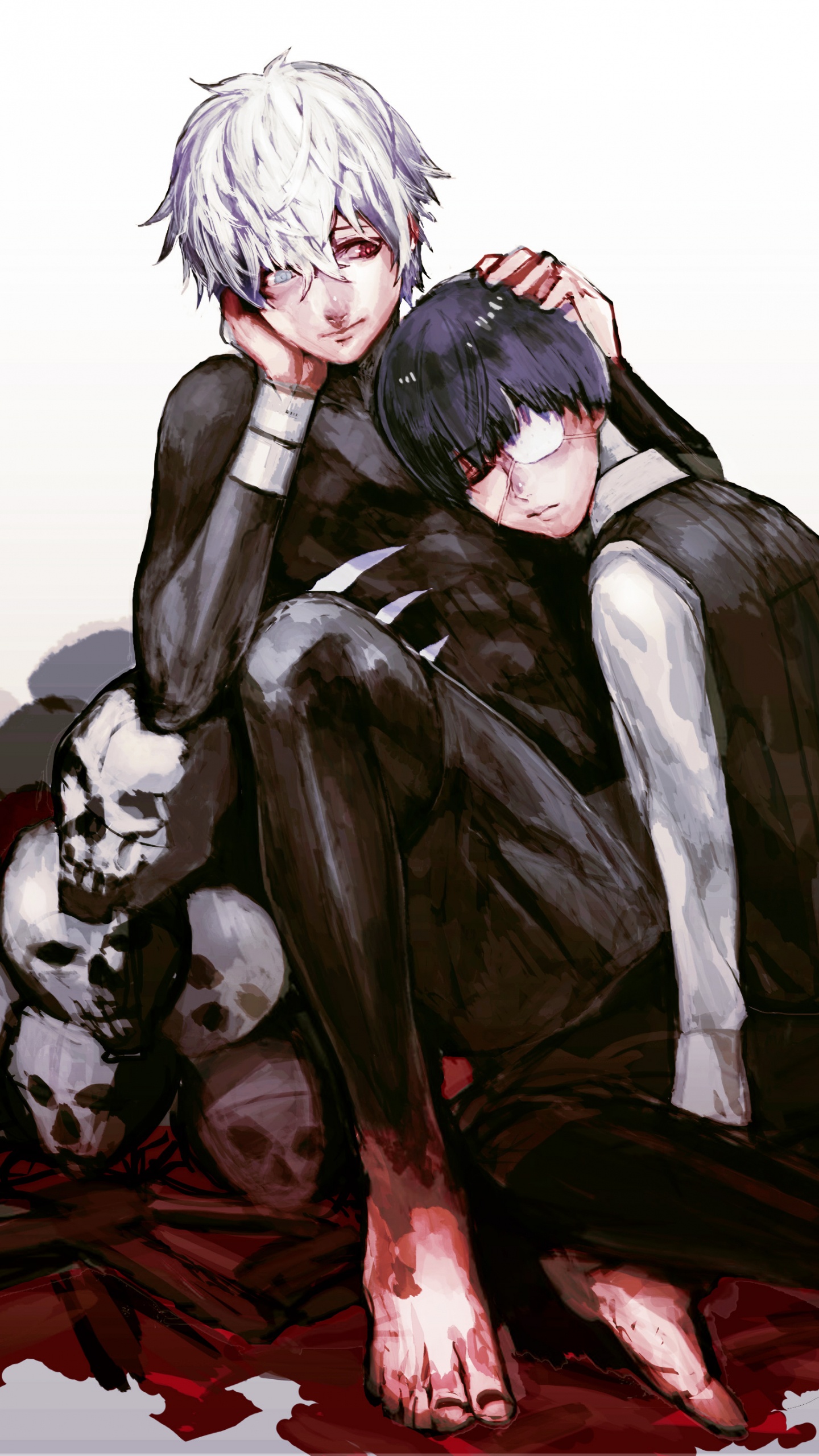 Обои Токио вурдалак, Кен kaneki, аниме, рисование, вымышленный персонаж в разрешении 1440x2560