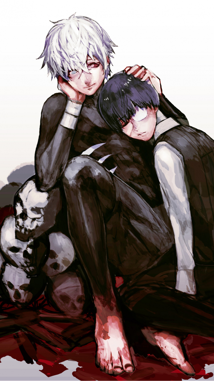 Обои Токио вурдалак, Кен kaneki, аниме, рисование, вымышленный персонаж в разрешении 750x1334