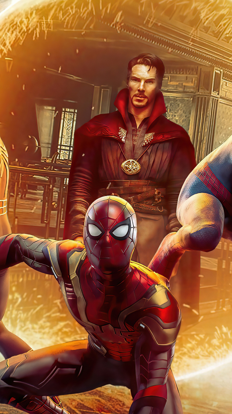 Обои Человек-паук: Нет пути домой, человек-паук, Капитан Америка, Доктор Стрэндж, marvel в разрешении 750x1334