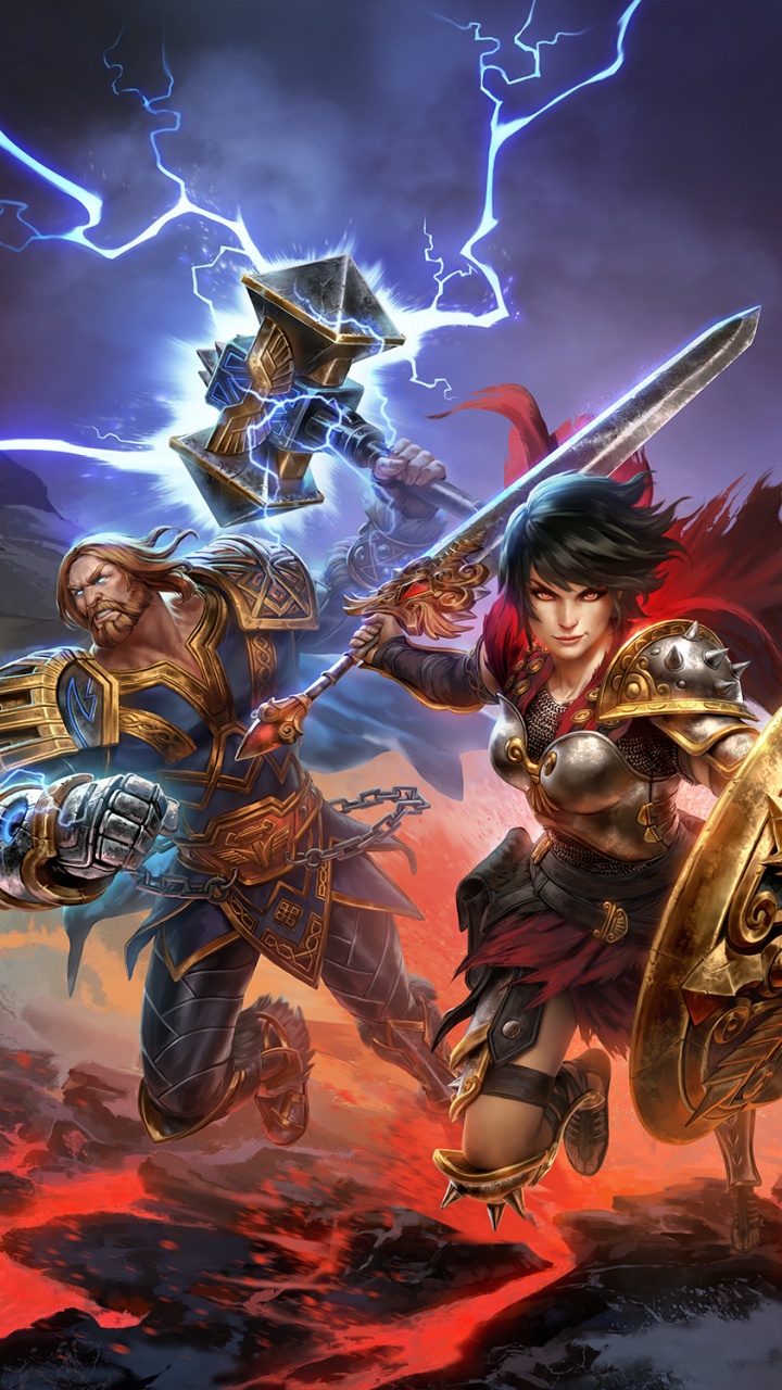 Обои порази битвы богов, Порази, многопользовательская видео игра, демон, иллюстрация в разрешении 720x1280