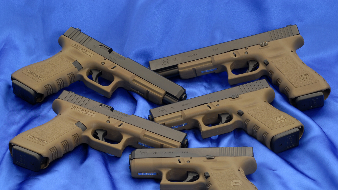 Обои 9мм Глок, орудие, огнестрельное оружие, триггер, ствол в разрешении 1366x768