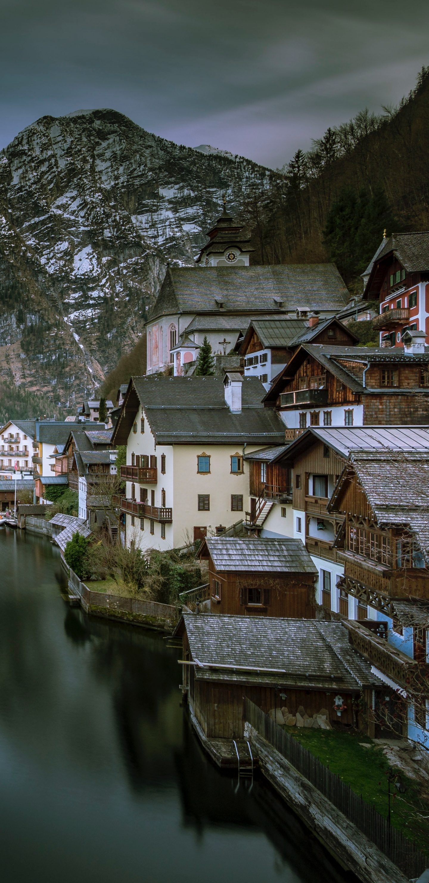 Обои природа, вода, фьорд, отражение, гора в разрешении 1440x2960