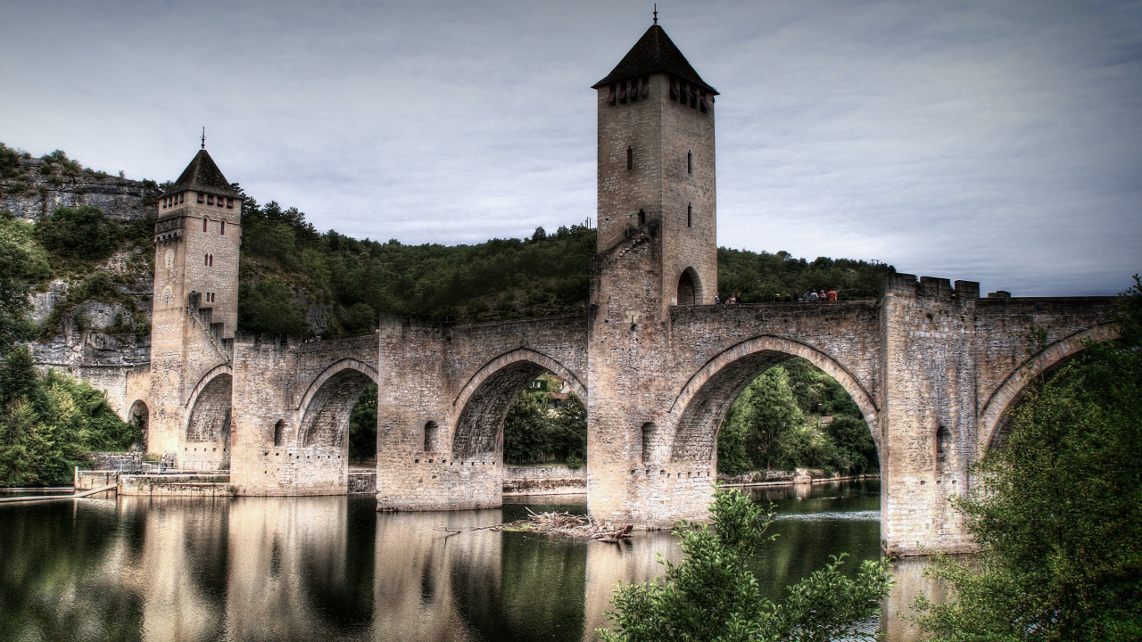 Обои Понт Valentr, средневековье, замок, средневековая архитектура, реки в разрешении 1280x720