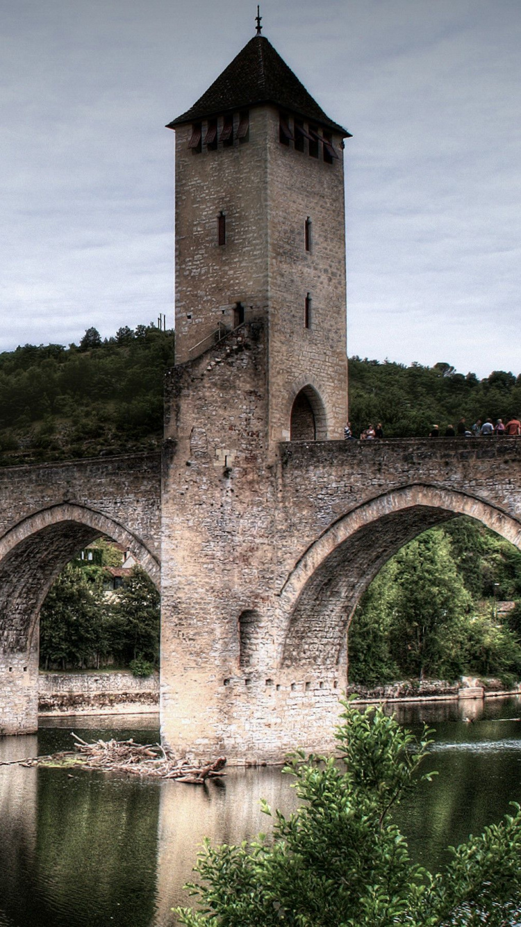 Обои Понт Valentr, средневековье, замок, средневековая архитектура, реки в разрешении 750x1334