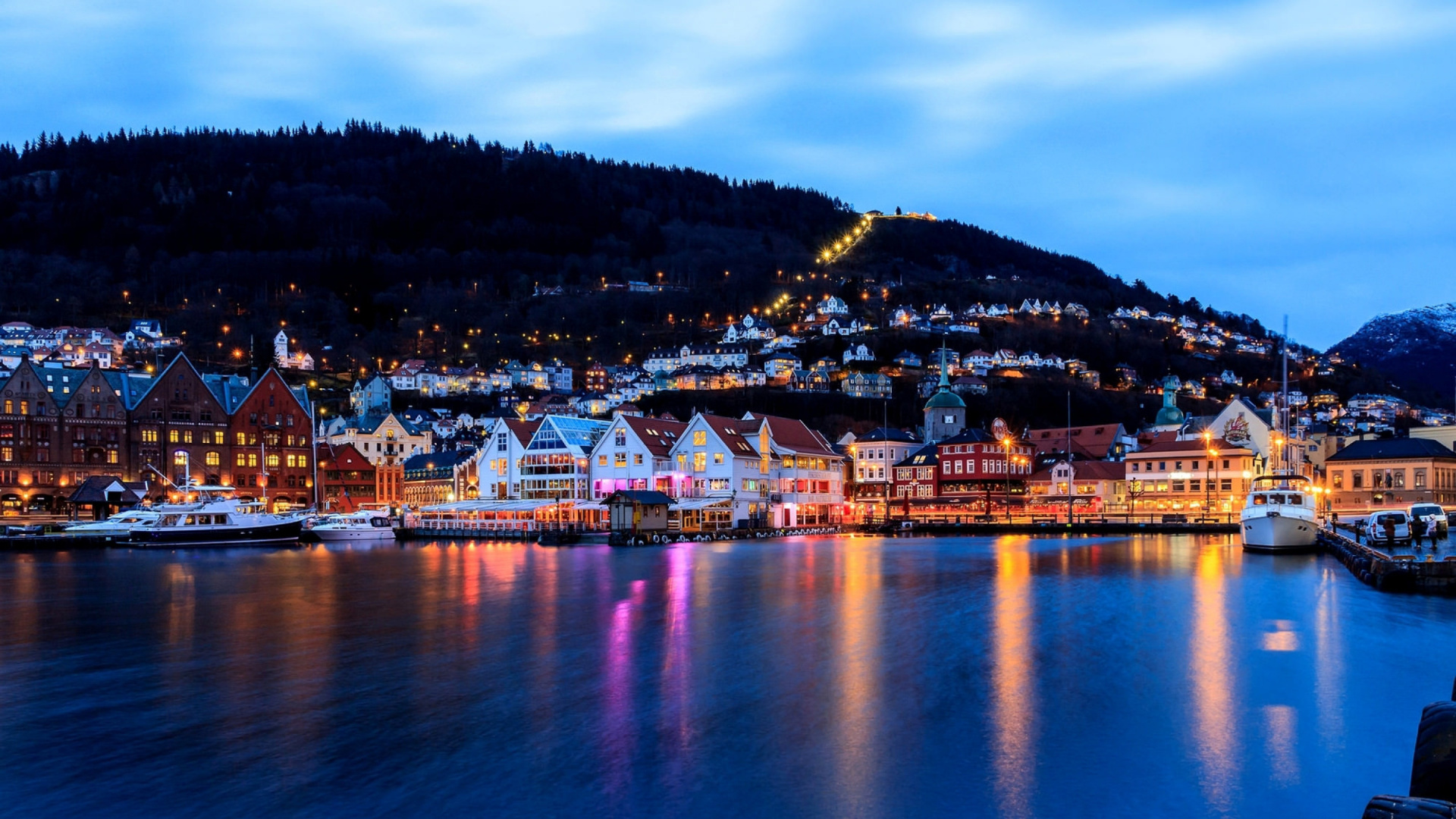 Обои Берген, город, Лондон, гавань, отражение в разрешении 1920x1080